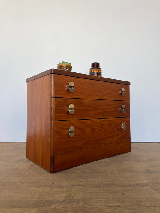 Mid-Century Teak Stag 3-Drawer Chest of Drawers | Vintage Storage Furniture