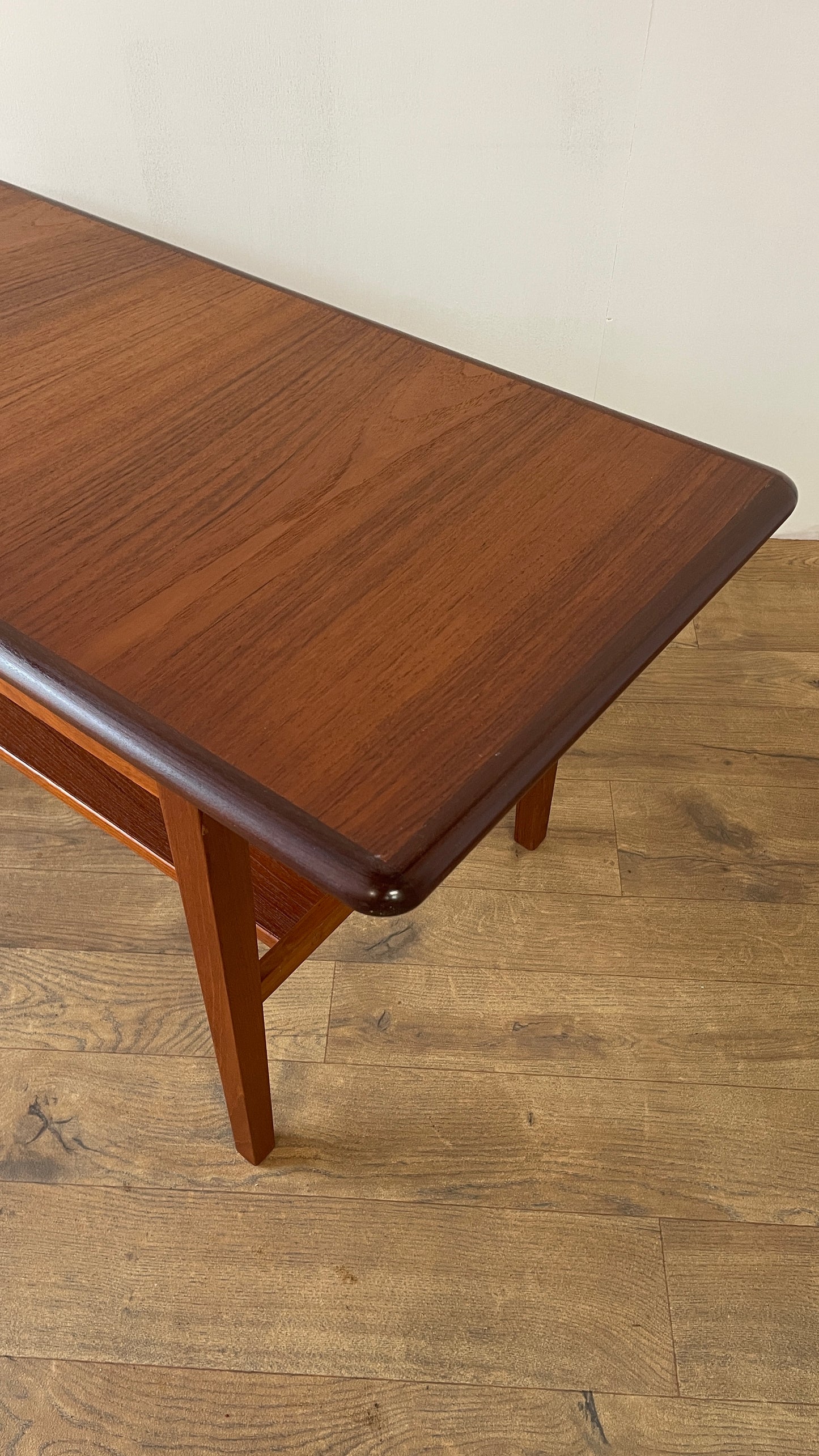 Mid-Century Danish Teak Coffee Table with Shelf | Scandinavian Vintage 1960s