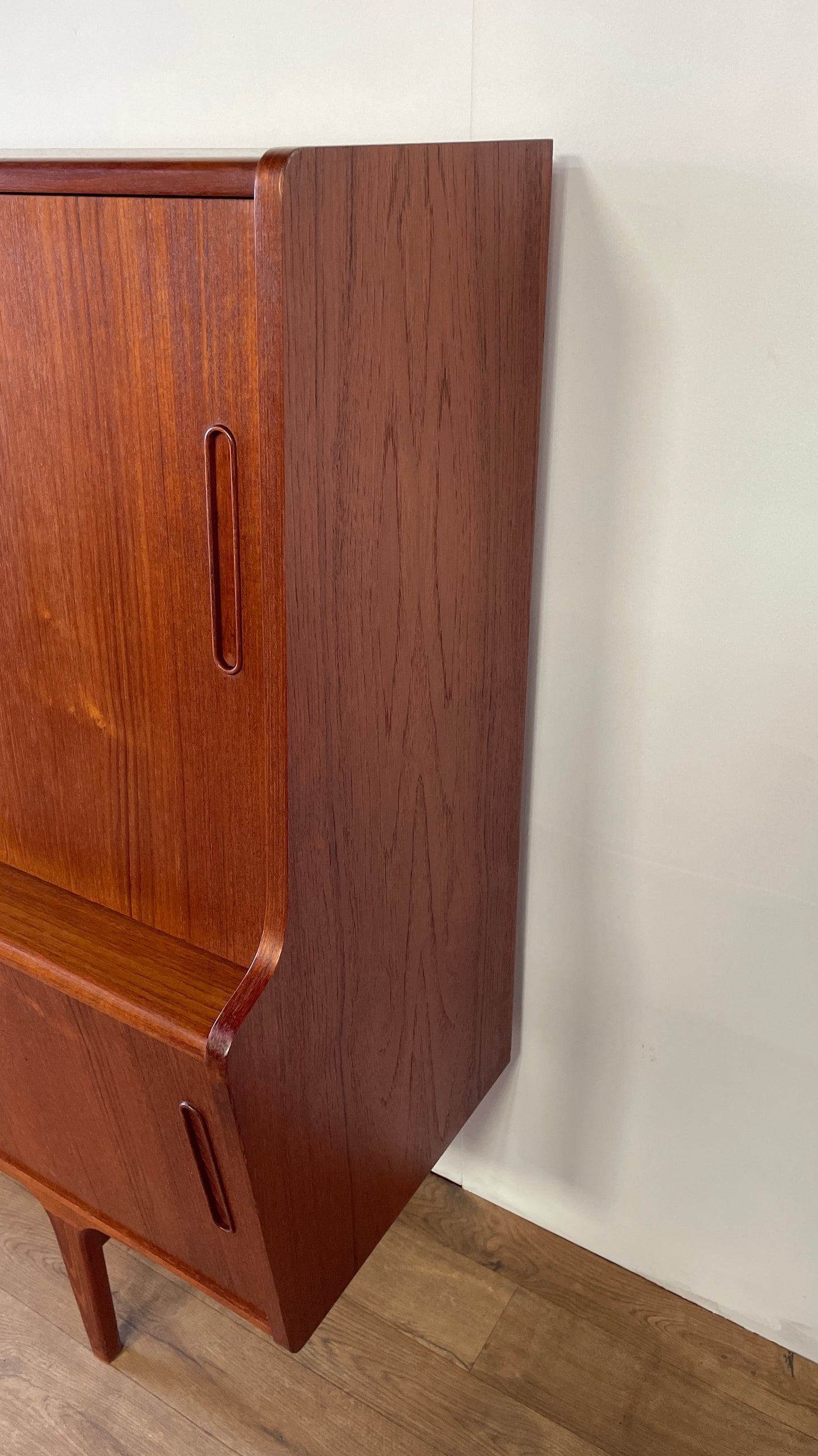 Mid-Century Danish Teak Highboard Sideboard with Sliding Doors & Drawers