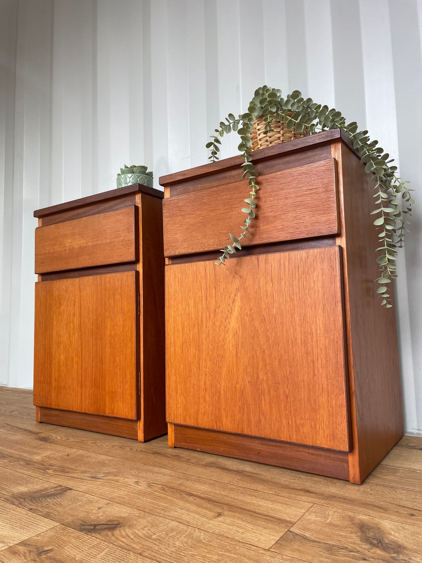 Pair Meredew Bedside Cabinets - Mid-Century Teak