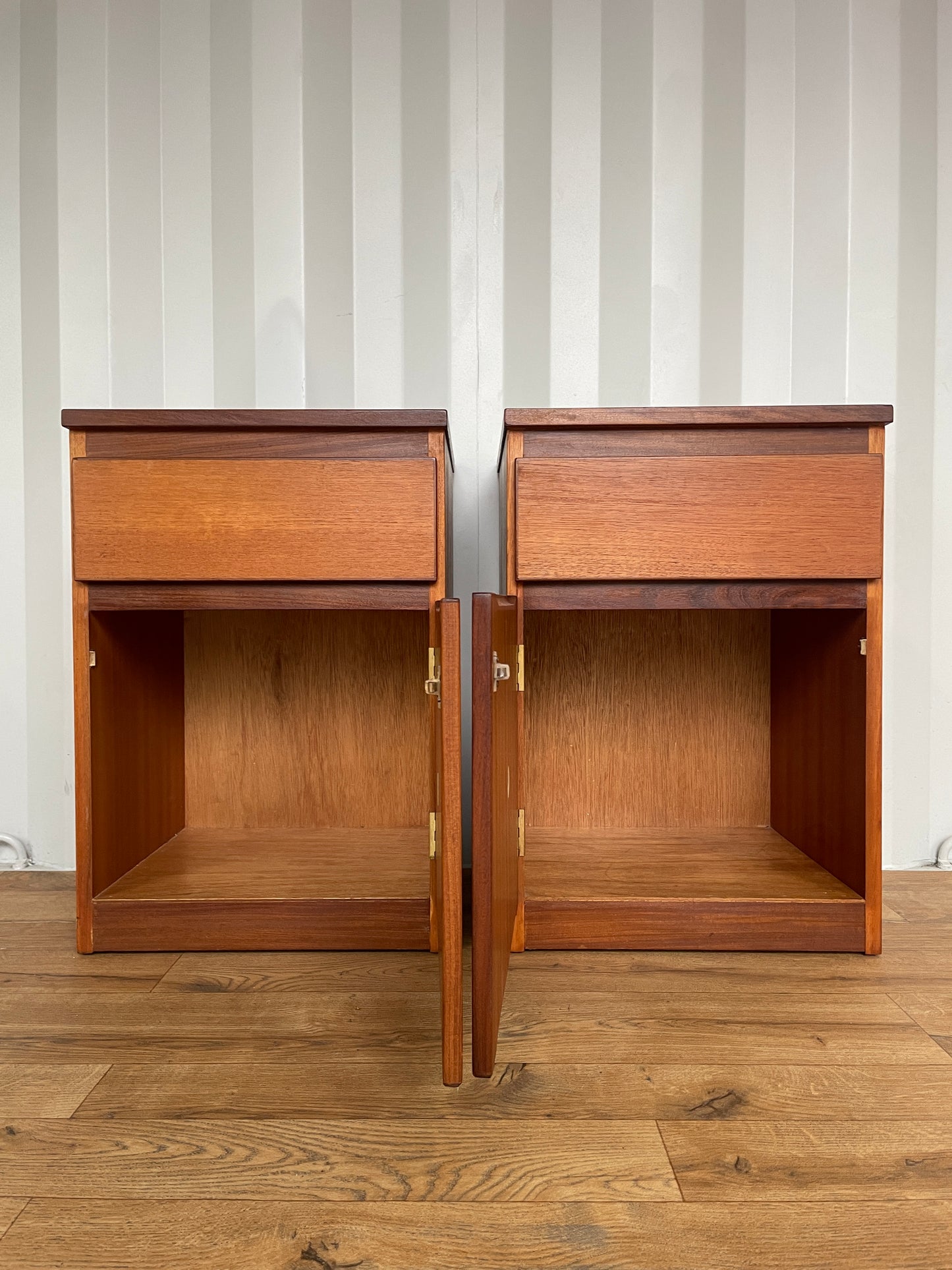 Pair Meredew Bedside Cabinets - Mid-Century Teak