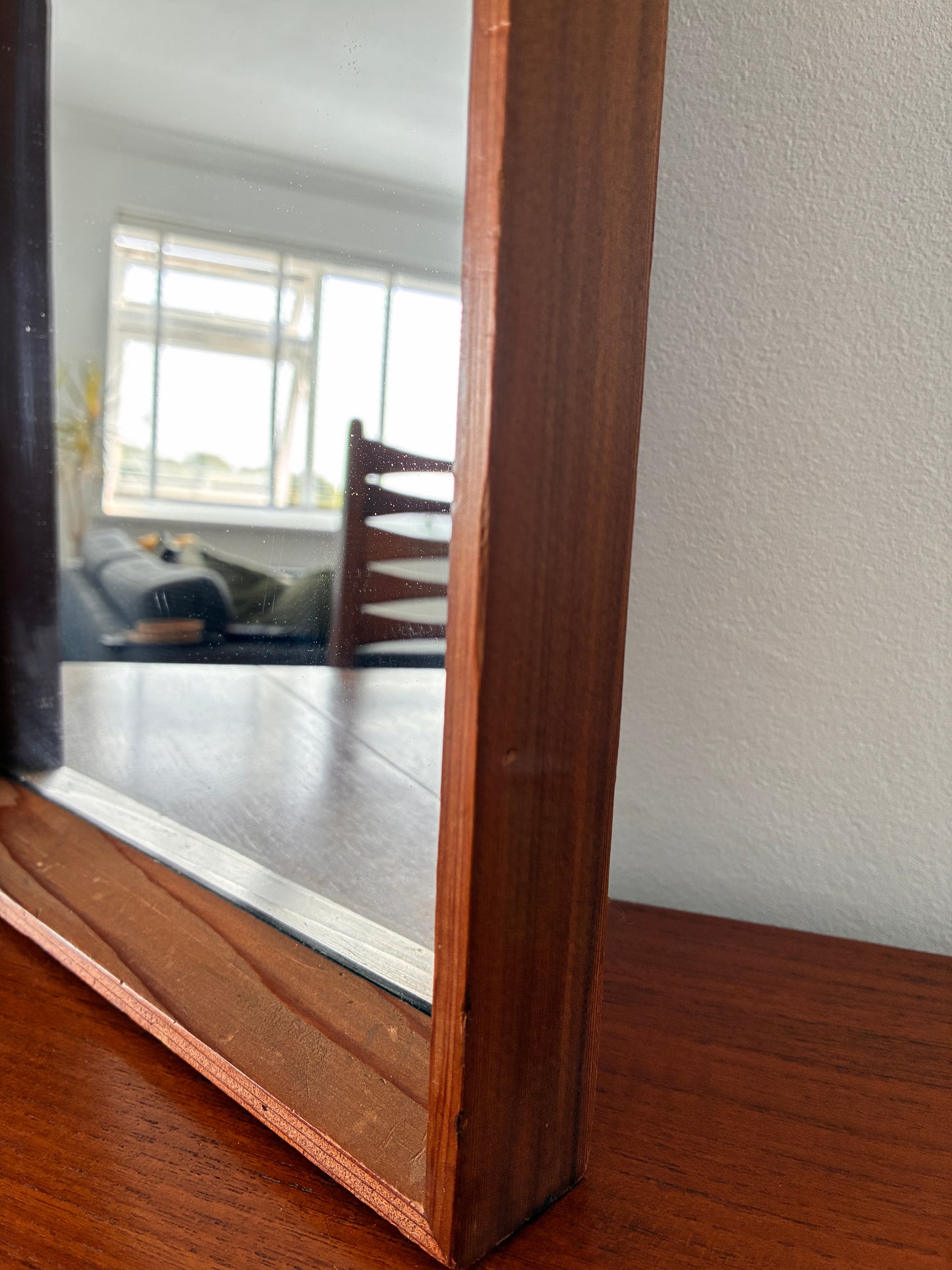 Vintage Teak Wall Mirror | Rectangular Wooden | 51cm x 67cm