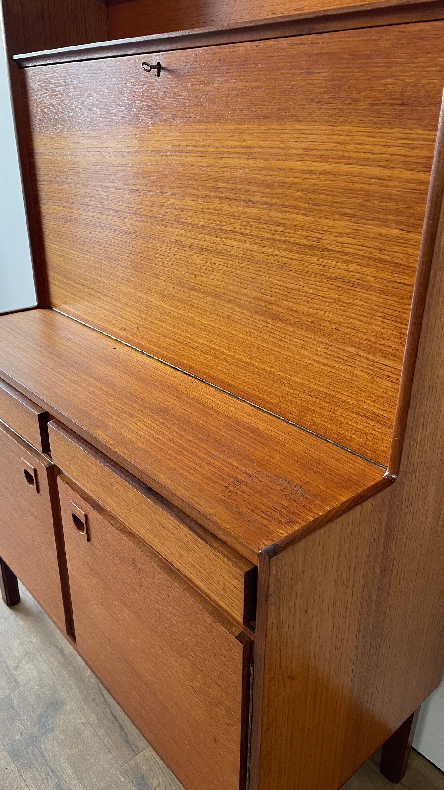 Mid-Century Teak Bookcase Bureau by Vanson | Danish Style Writing Desk & Shelving Unit