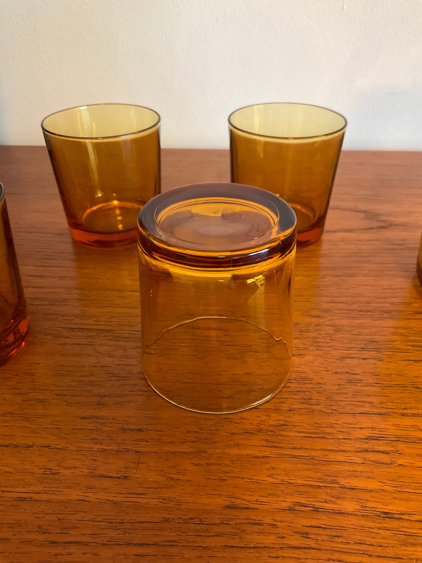 Vintage Italian Water Jug and Glasses Set - Amber