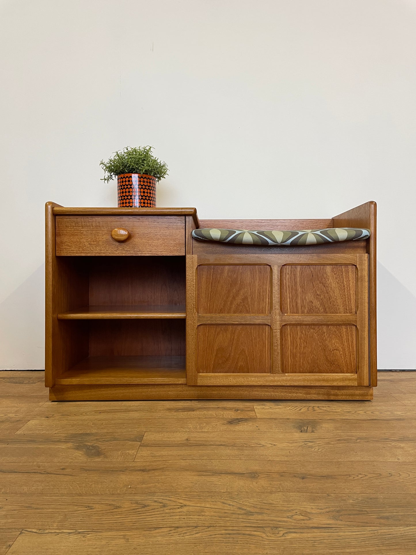 Nathan Mid-Century Telephone Table Teak - Compact Retro Sideboard Hall Seat Bench