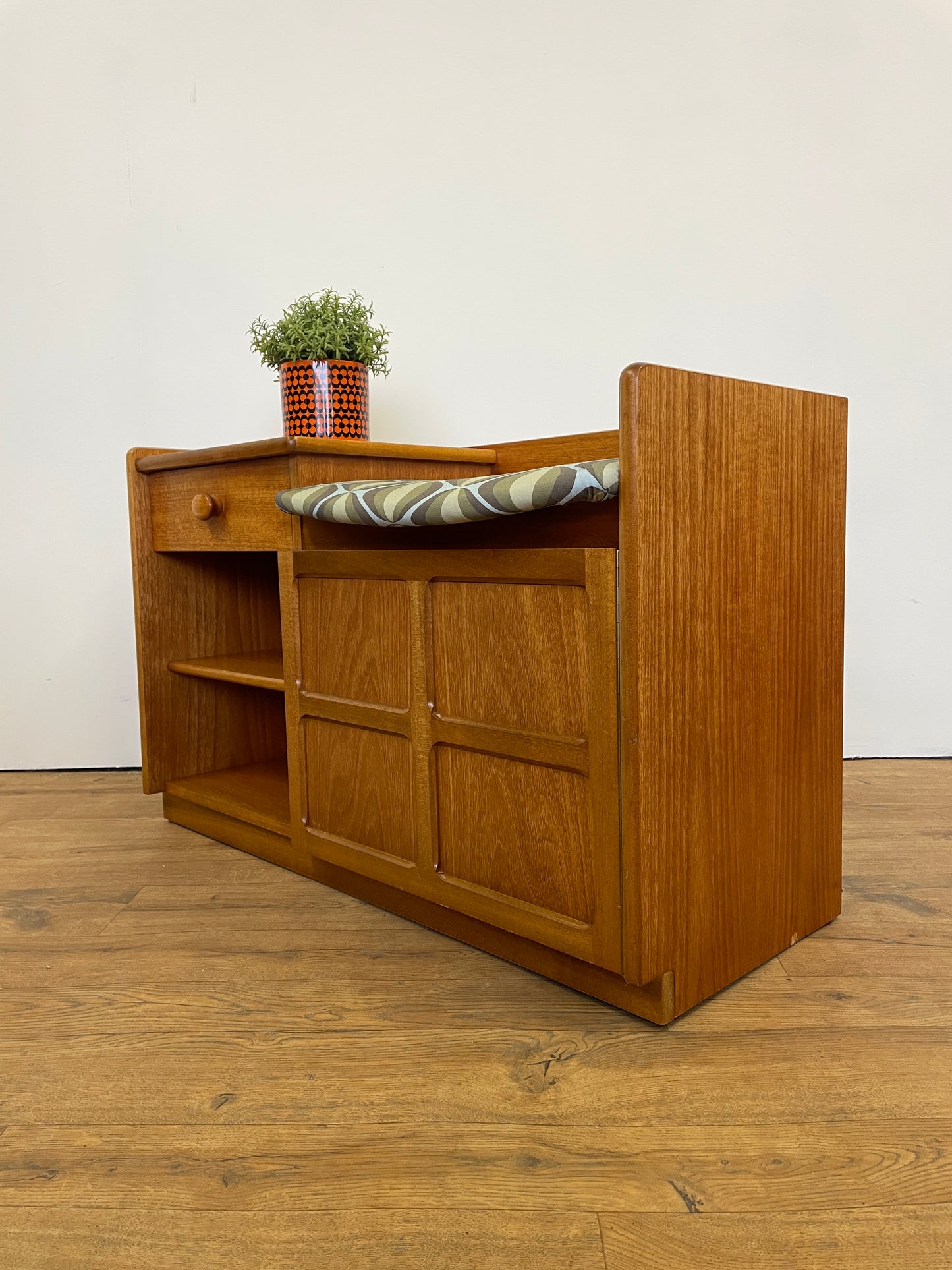 Nathan Mid-Century Telephone Table Teak - Compact Retro Sideboard Hall Seat Bench