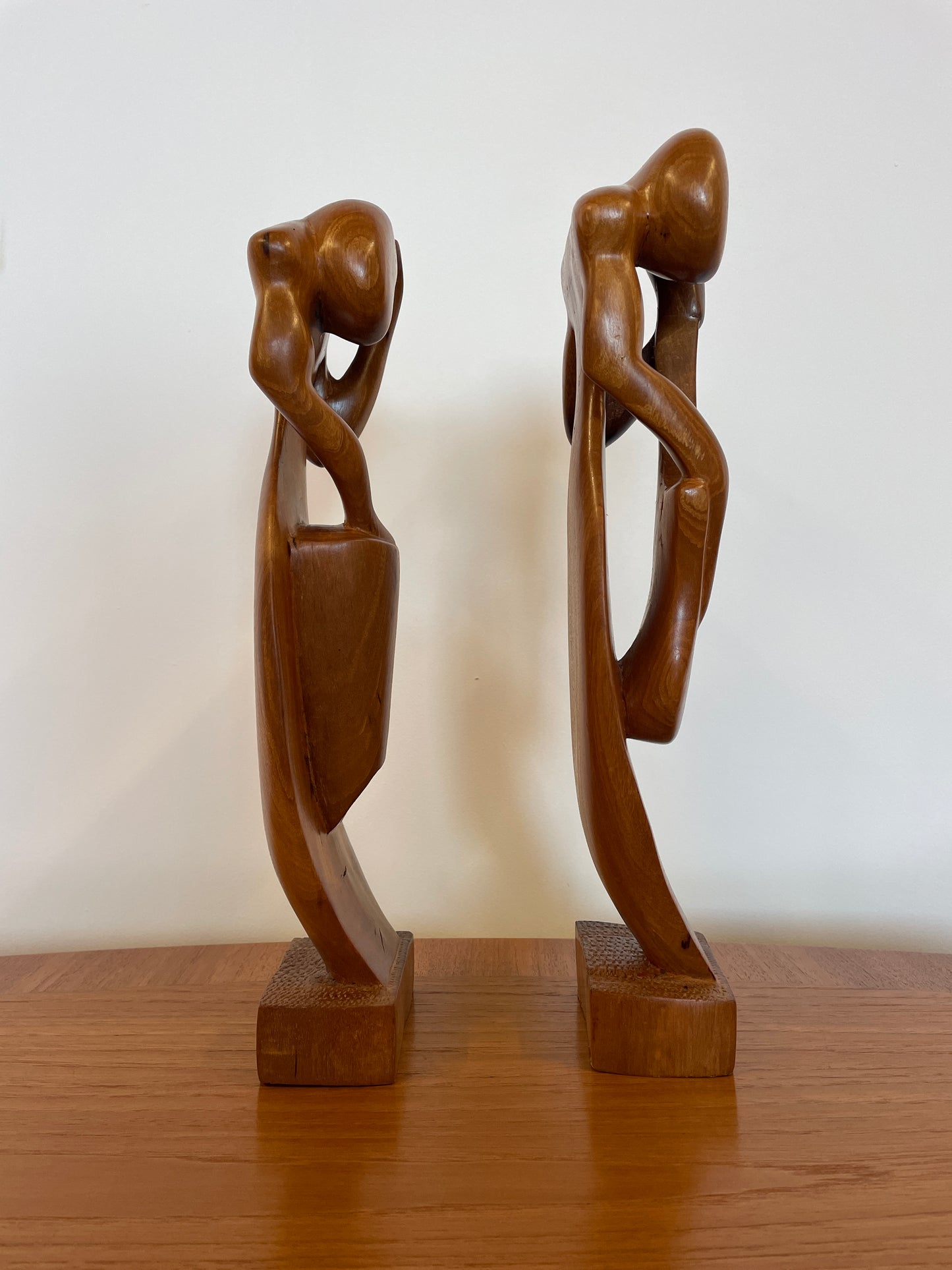 Pair Festus O. Idehen Wood Figures Hand Carved & Signed