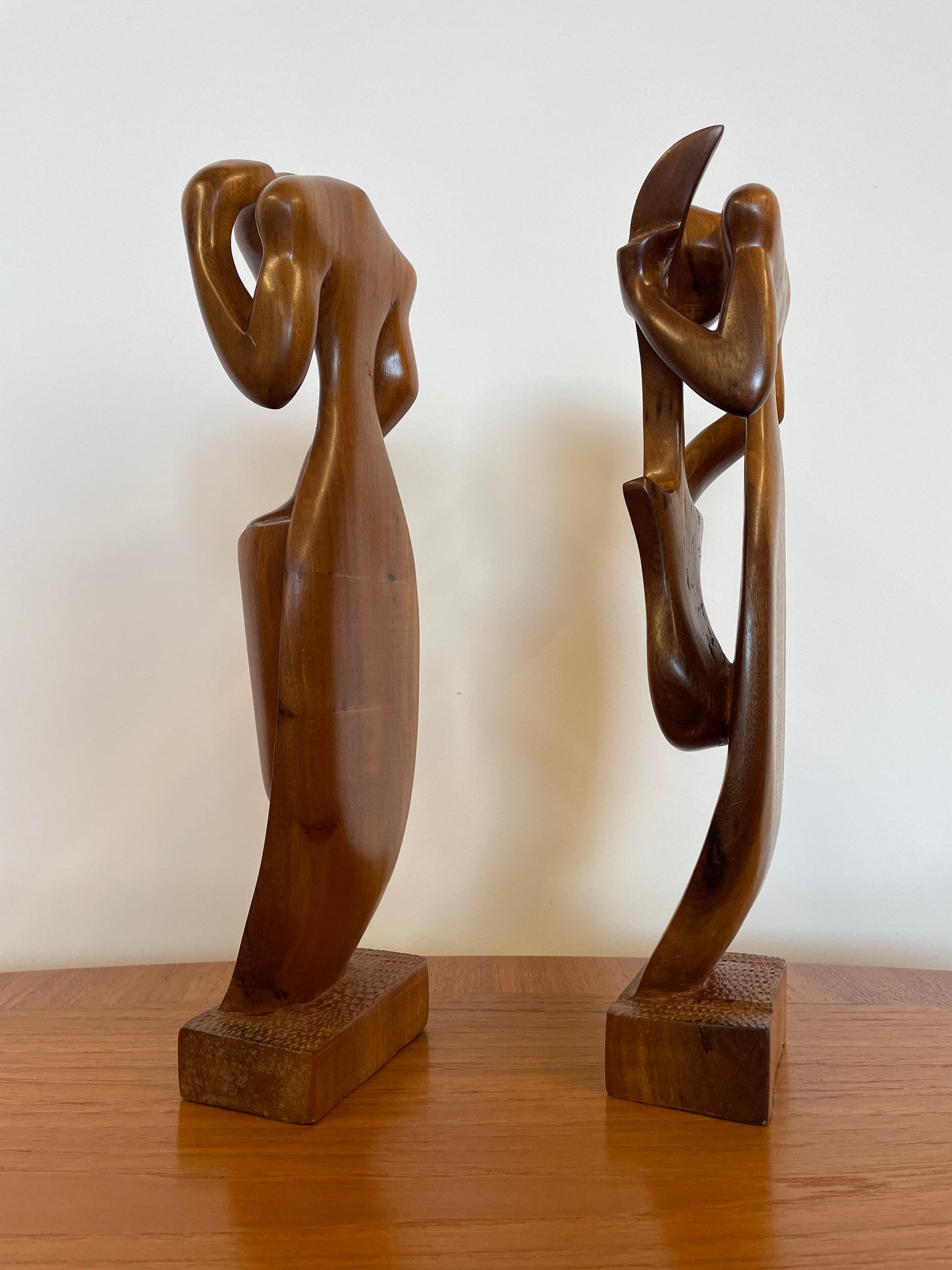 Pair Festus O. Idehen Wood Figures Hand Carved & Signed