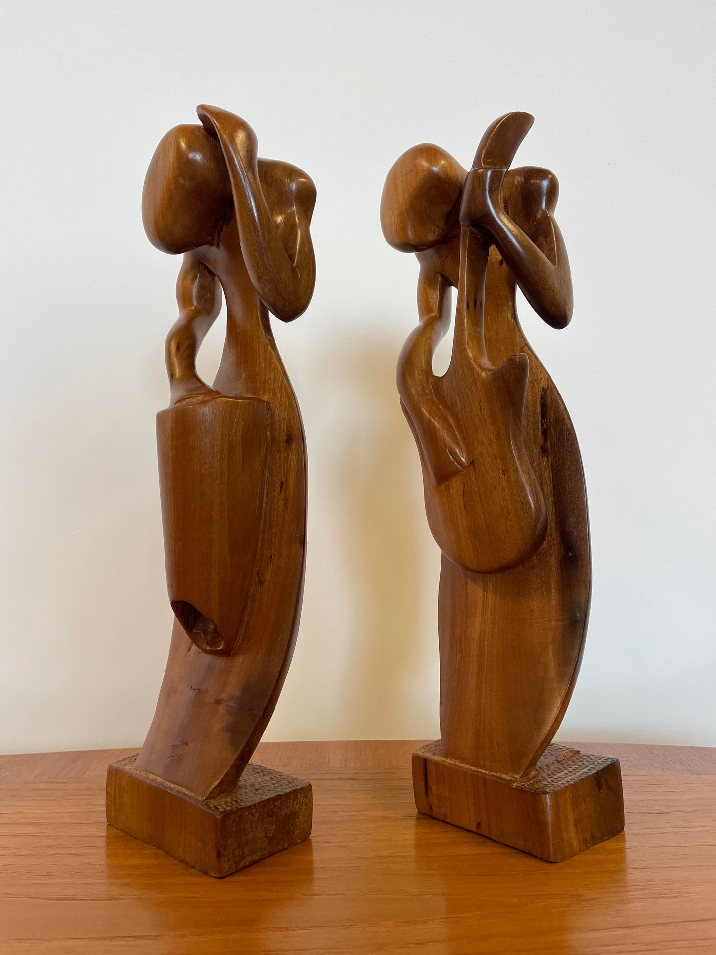 Pair Festus O. Idehen Wood Figures Hand Carved & Signed