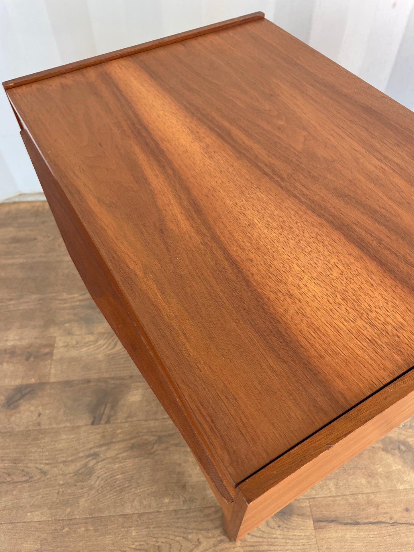 Mid-Century Teak Sewing Box Table / Craft Storage Cabinet with Lift-Up Compartments - Vintage