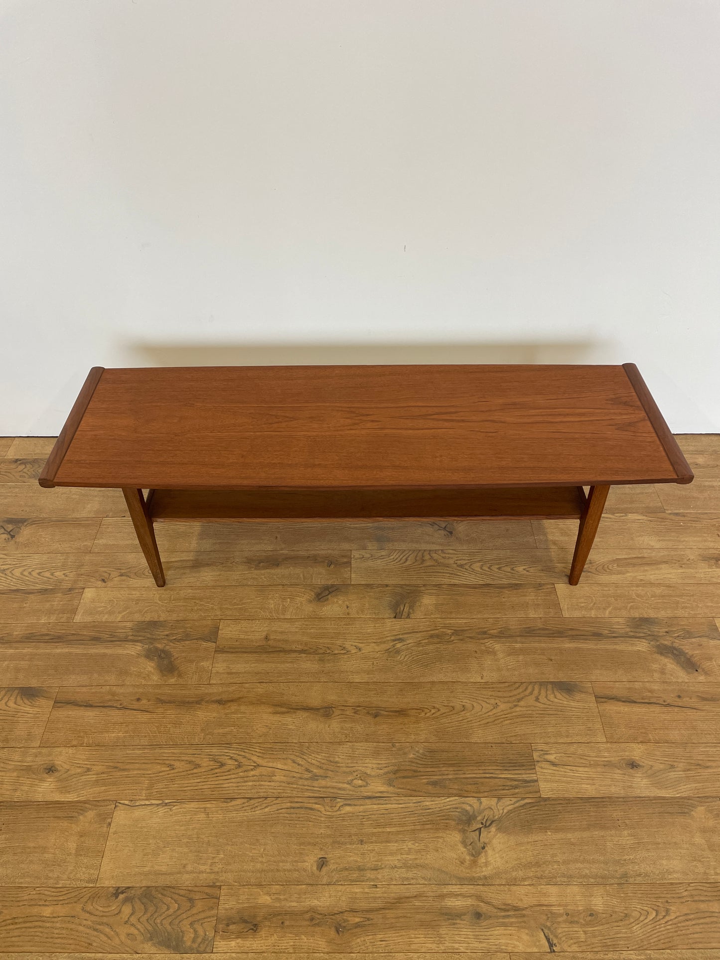 Low Mid-Century Teak Coffee Table w/ Shelf