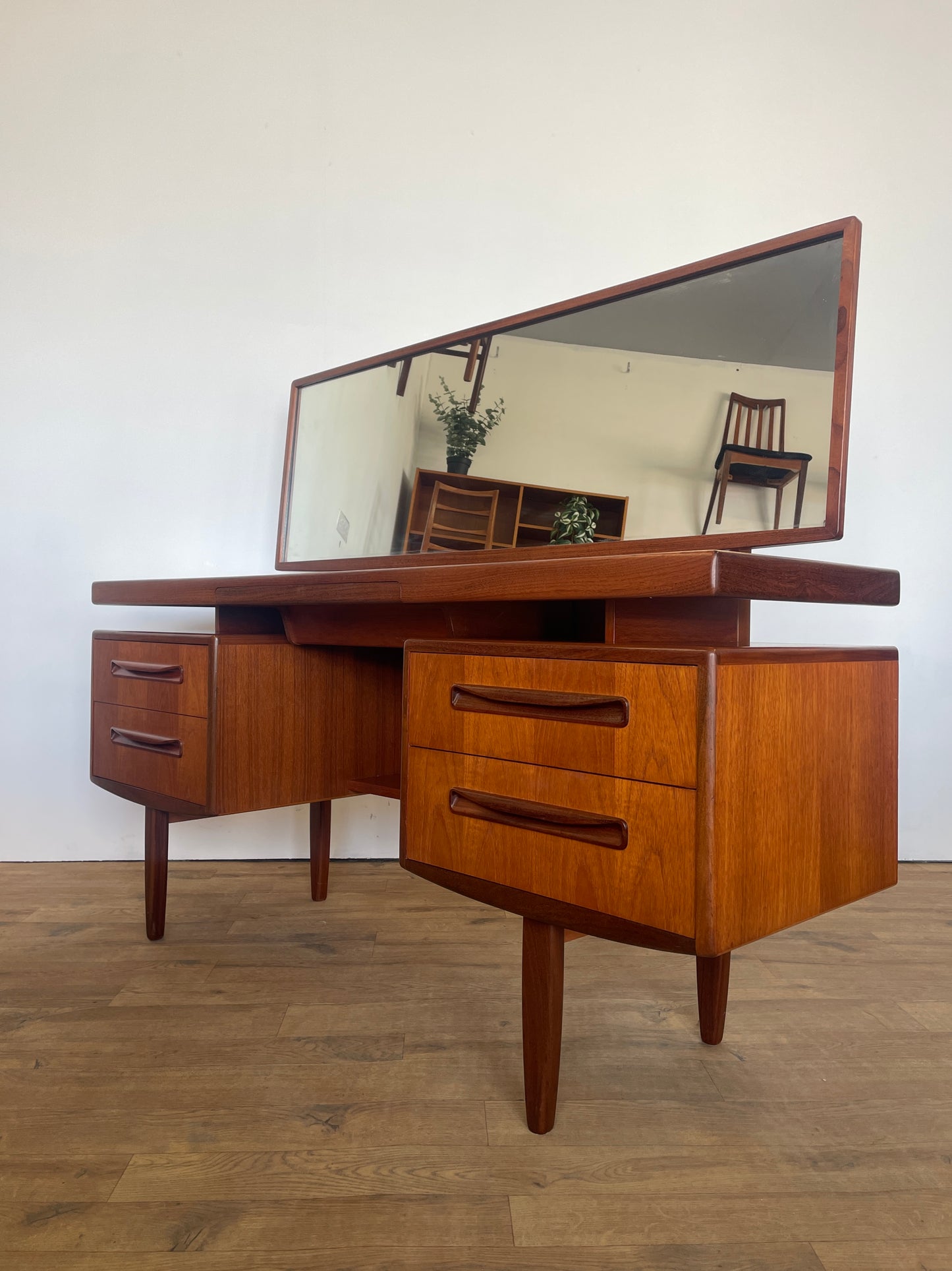 G Plan Fresco Dressing Table w/ Mirror - Floating Top Mid-Century Teak