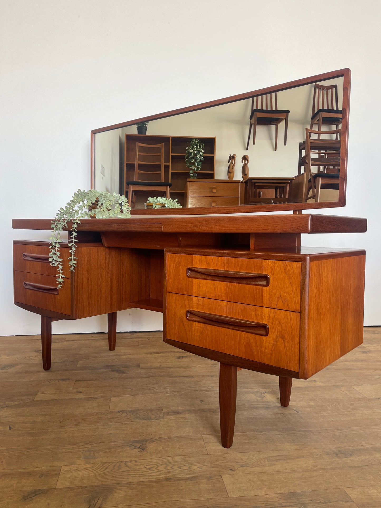 G Plan Fresco Dressing Table w/ Mirror - Floating Top Mid-Century Teak
