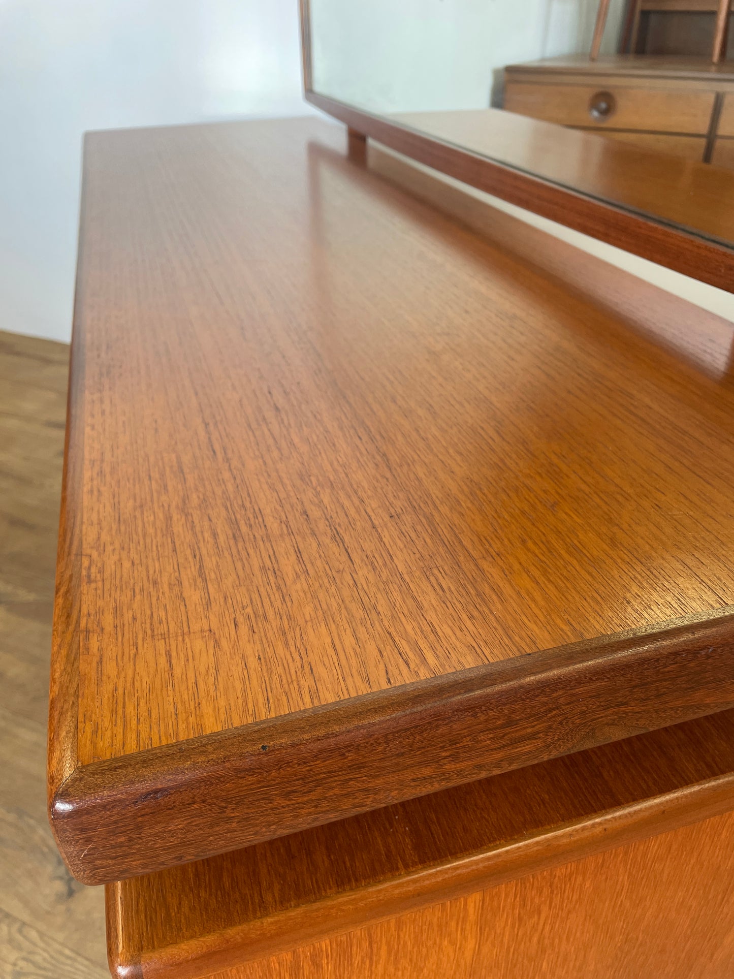 G Plan Fresco Dressing Table w/ Mirror - Floating Top Mid-Century Teak