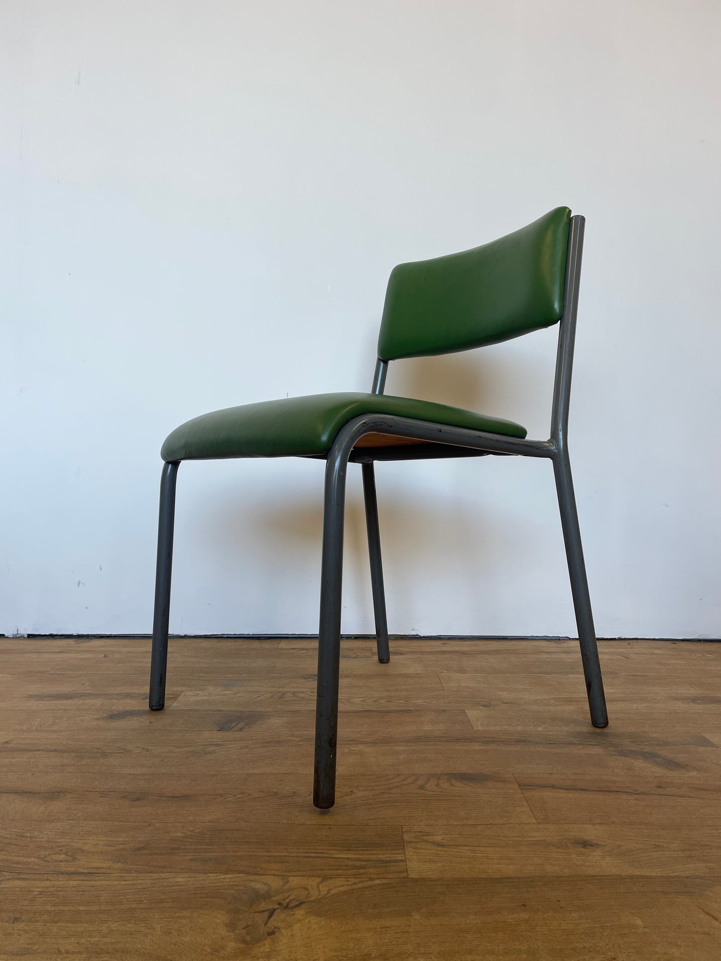 Pair of Vintage Green Vinyl Chairs | Mid-Century Modern Chairs | Industrial Retro Seating by Remploy