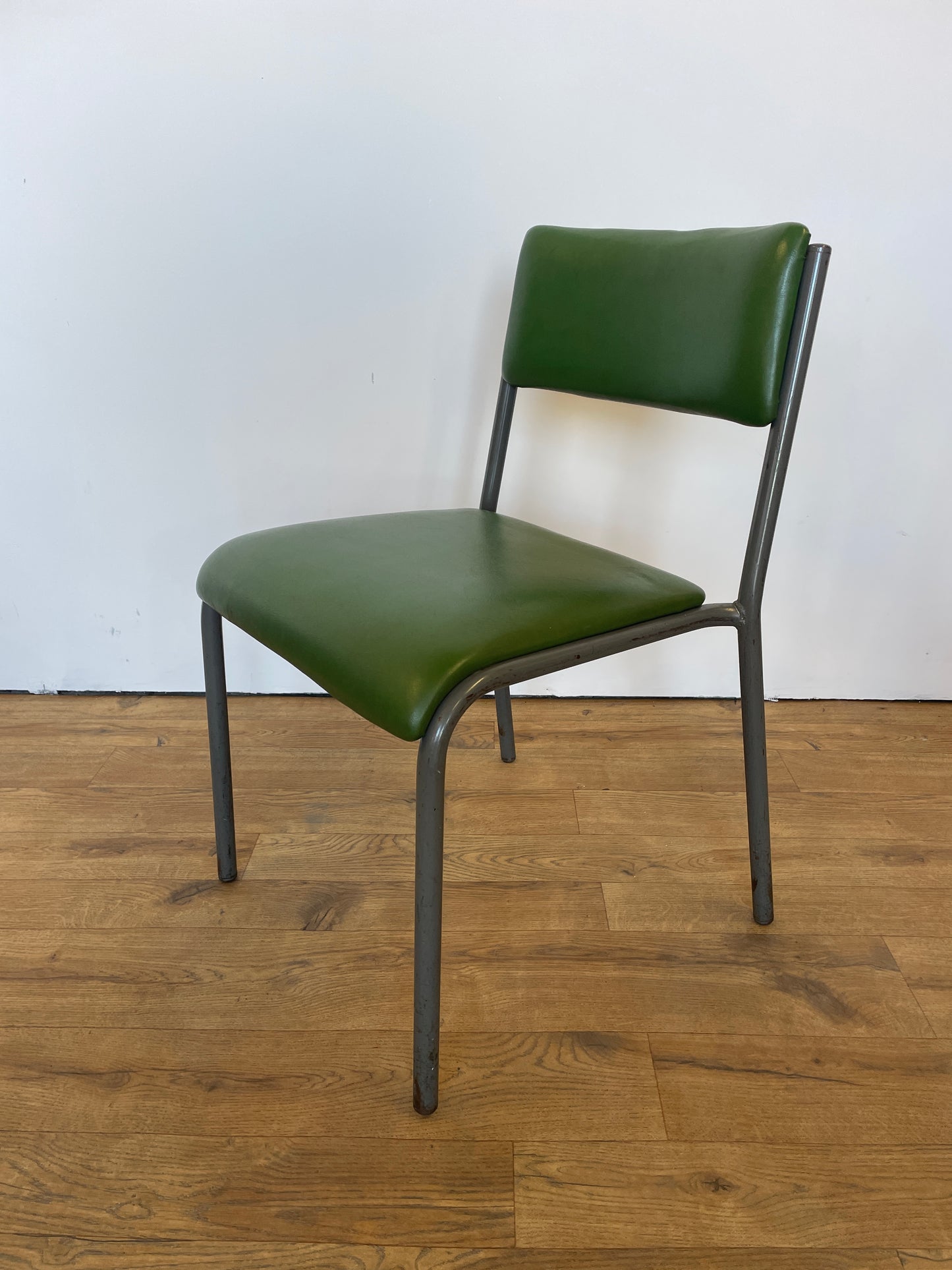 Pair of Vintage Green Vinyl Chairs | Mid-Century Modern Chairs | Industrial Retro Seating by Remploy