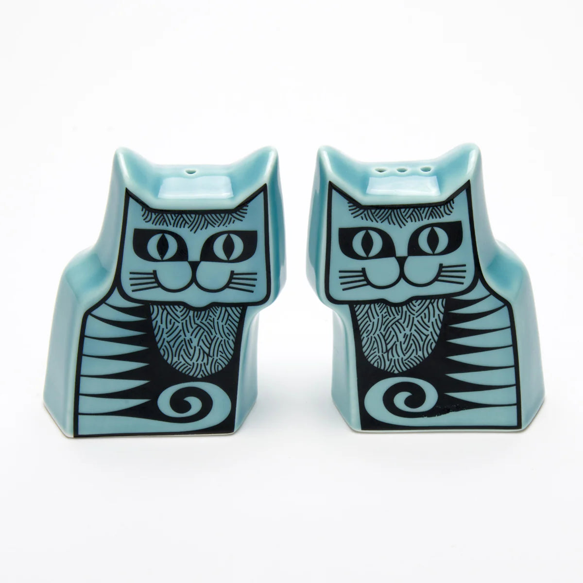 Hornsea Cat Cruet Set - Salt & Pepper - Teal Blue