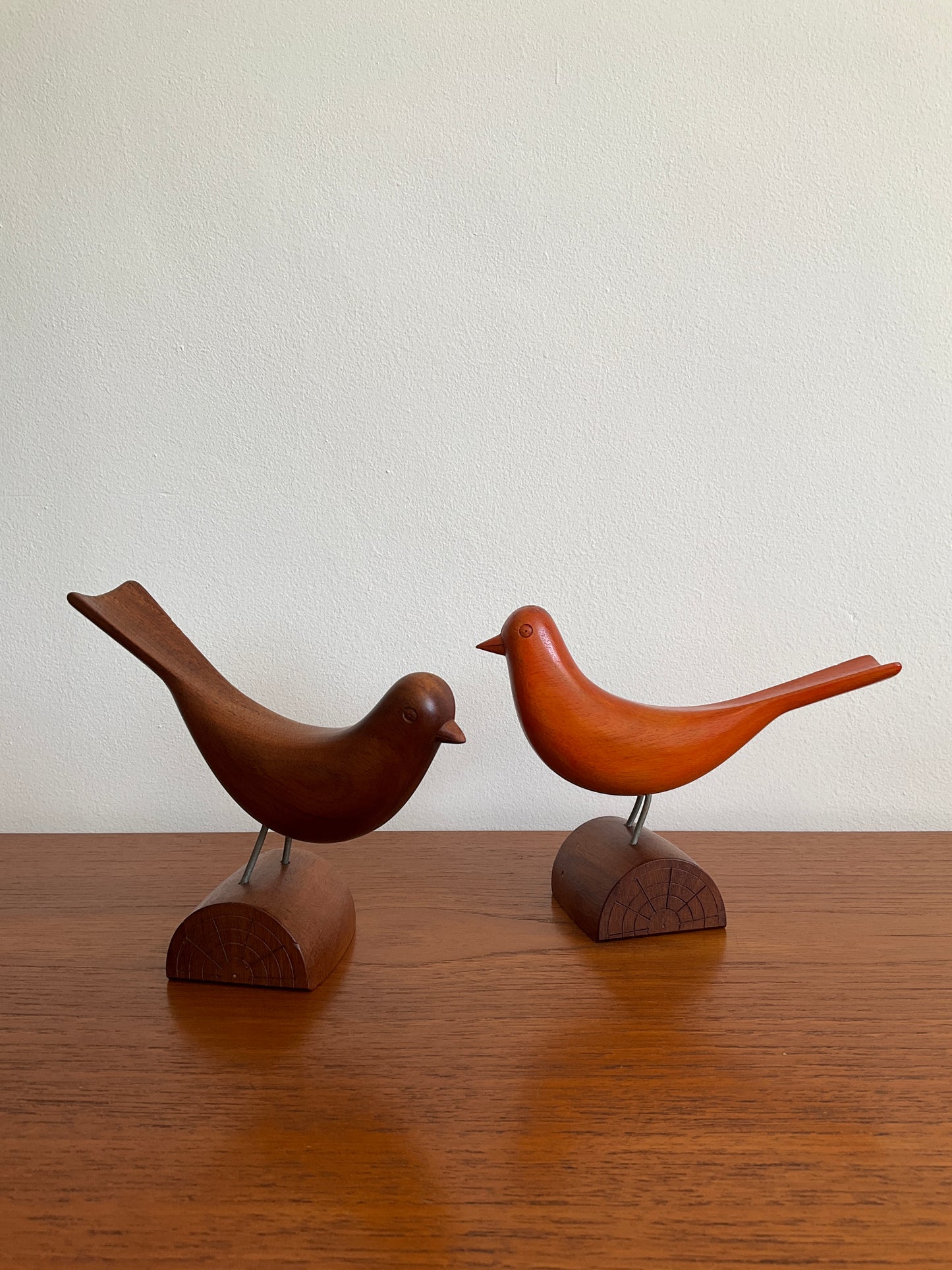 Pr Wooden Birds Danish Mid-Century Vintage Retro Scandi Figurine Ornament