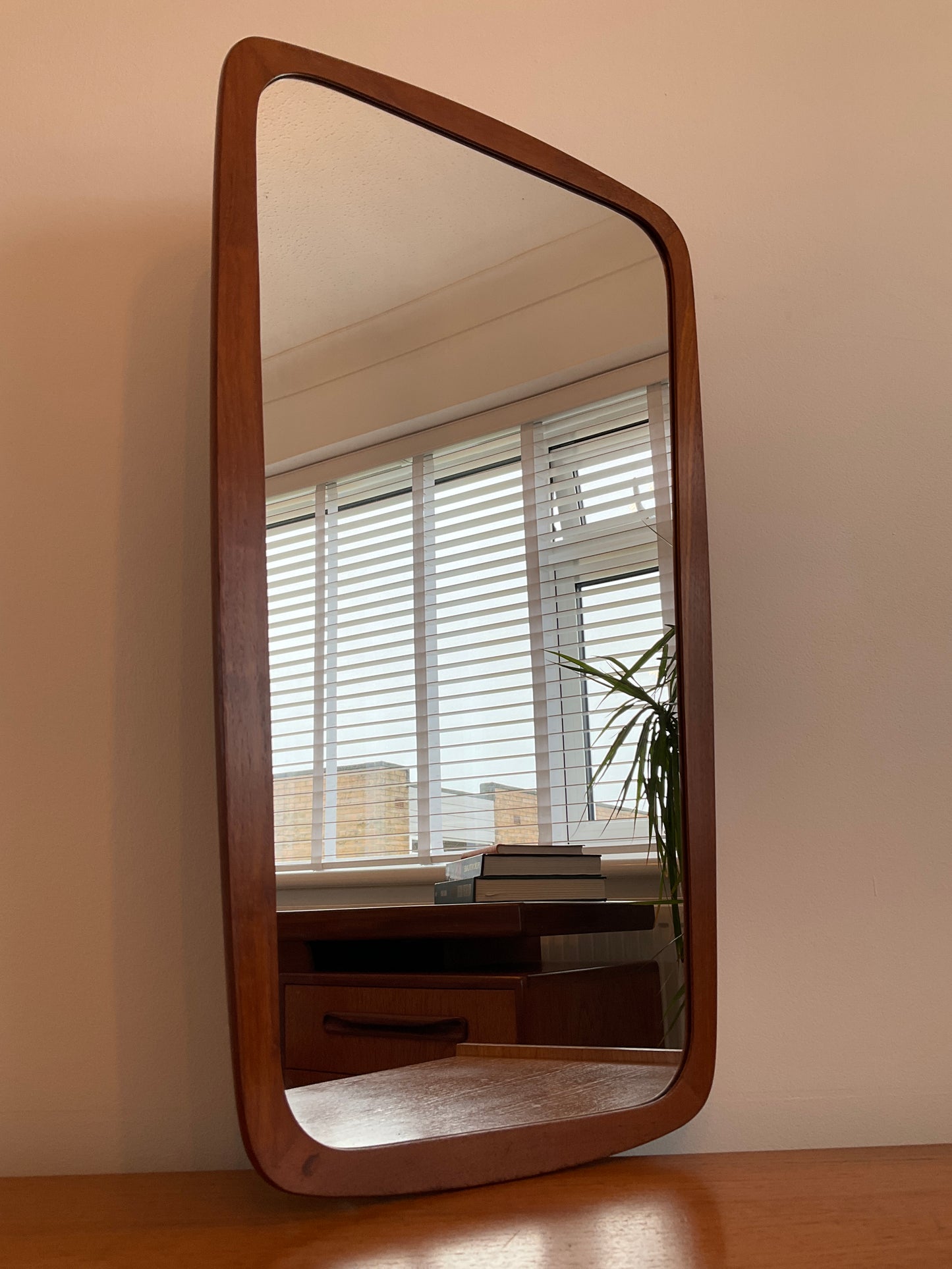 Danish Teak Mid-Century Wall Mirror  –  Scandinavian Style