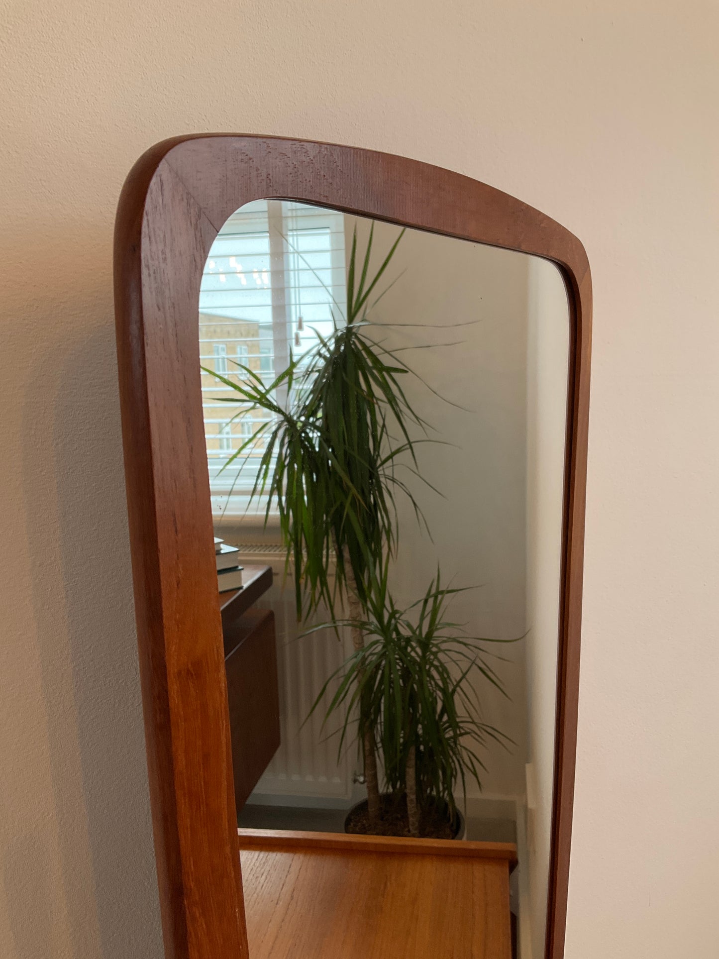 Danish Teak Mid-Century Wall Mirror  –  Scandinavian Style
