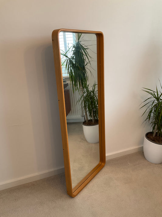 Vintage Mid-Century Wall Mirror 118cm – Rounded Frame Scandinavian Style Dressing Mirror
