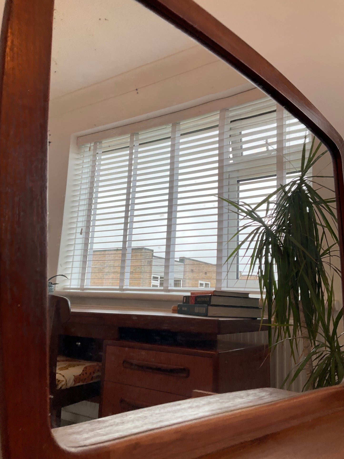 Danish Wall Mirror with Shelf & Drawer Teak Vintage – Mid Century Modern Dressing Mirror 52cm