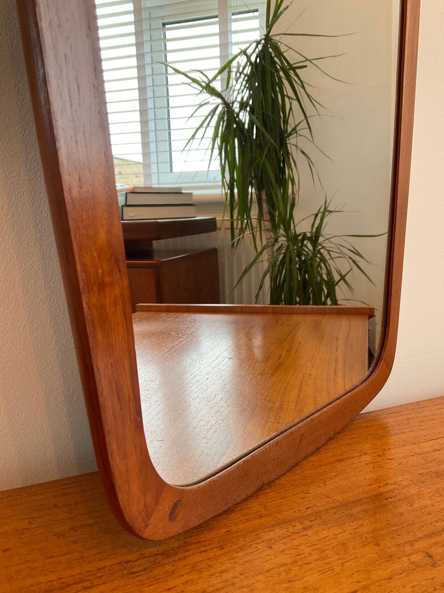 Danish Teak Mid-Century Wall Mirror  –  Scandinavian Style