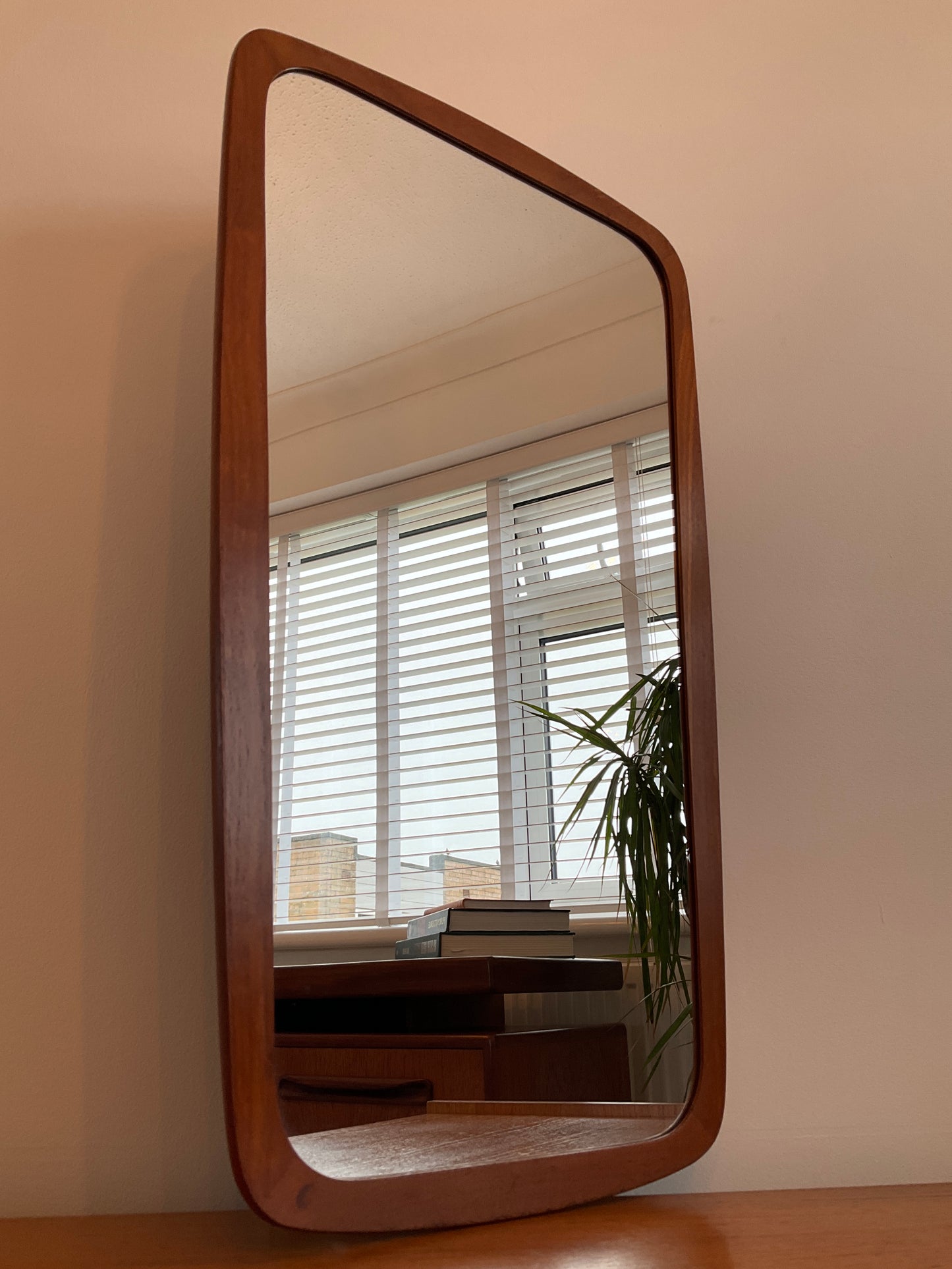 Danish Teak Mid-Century Wall Mirror  –  Scandinavian Style