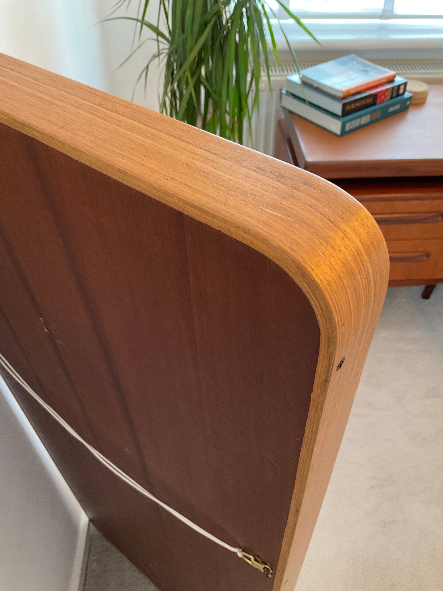 Vintage Mid-Century Wall Mirror 118cm – Rounded Frame Scandinavian Style Dressing Mirror