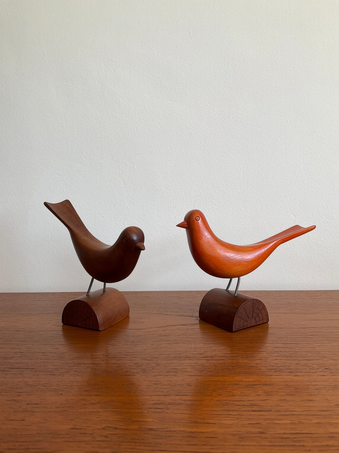 Pr Wooden Birds Danish Mid-Century Vintage Retro Scandi Figurine Ornament