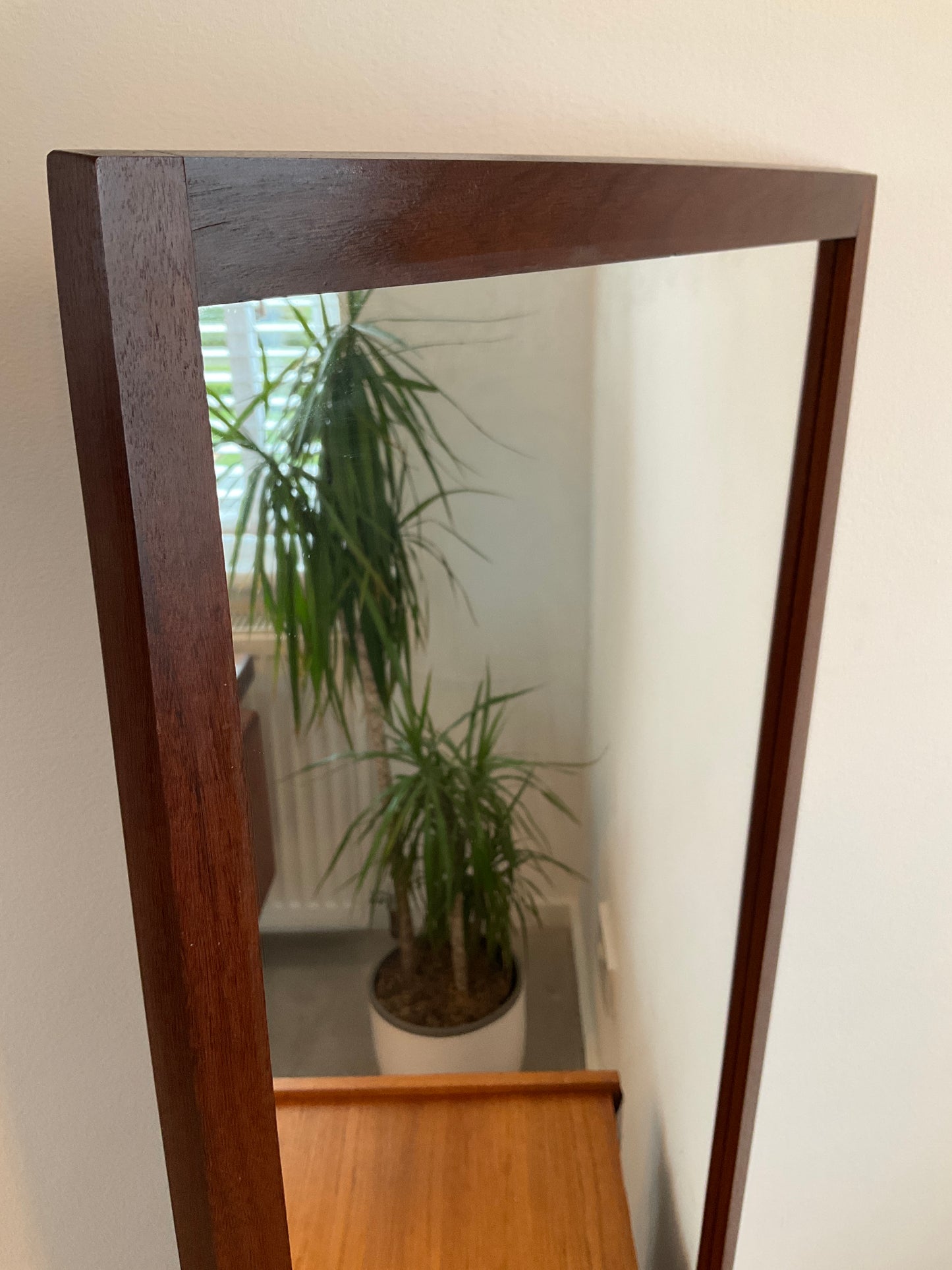 Danish Teak Wall Mirror – Vintage / Mid Century Scandinavian Rectangular – 84cm x 39cm