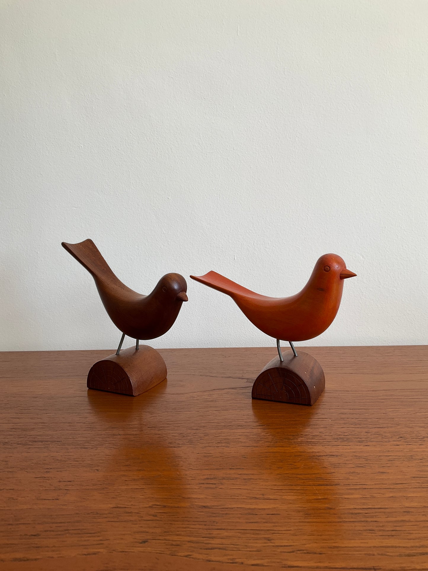 Pr Wooden Birds Danish Mid-Century Vintage Retro Scandi Figurine Ornament