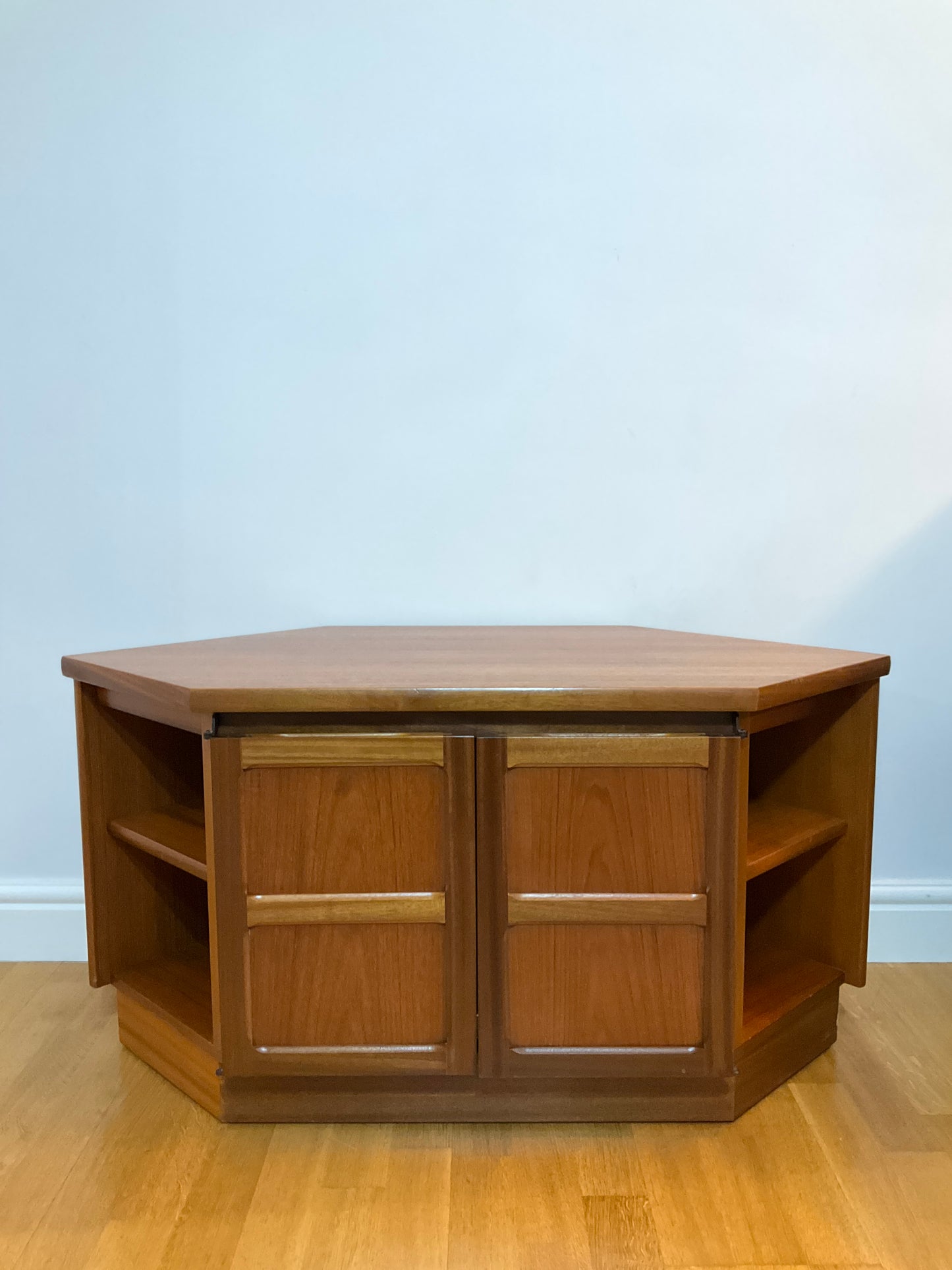 Nathan Corner TV Unit Stand - Mid-Century Vintage Teak Retro Cabinet