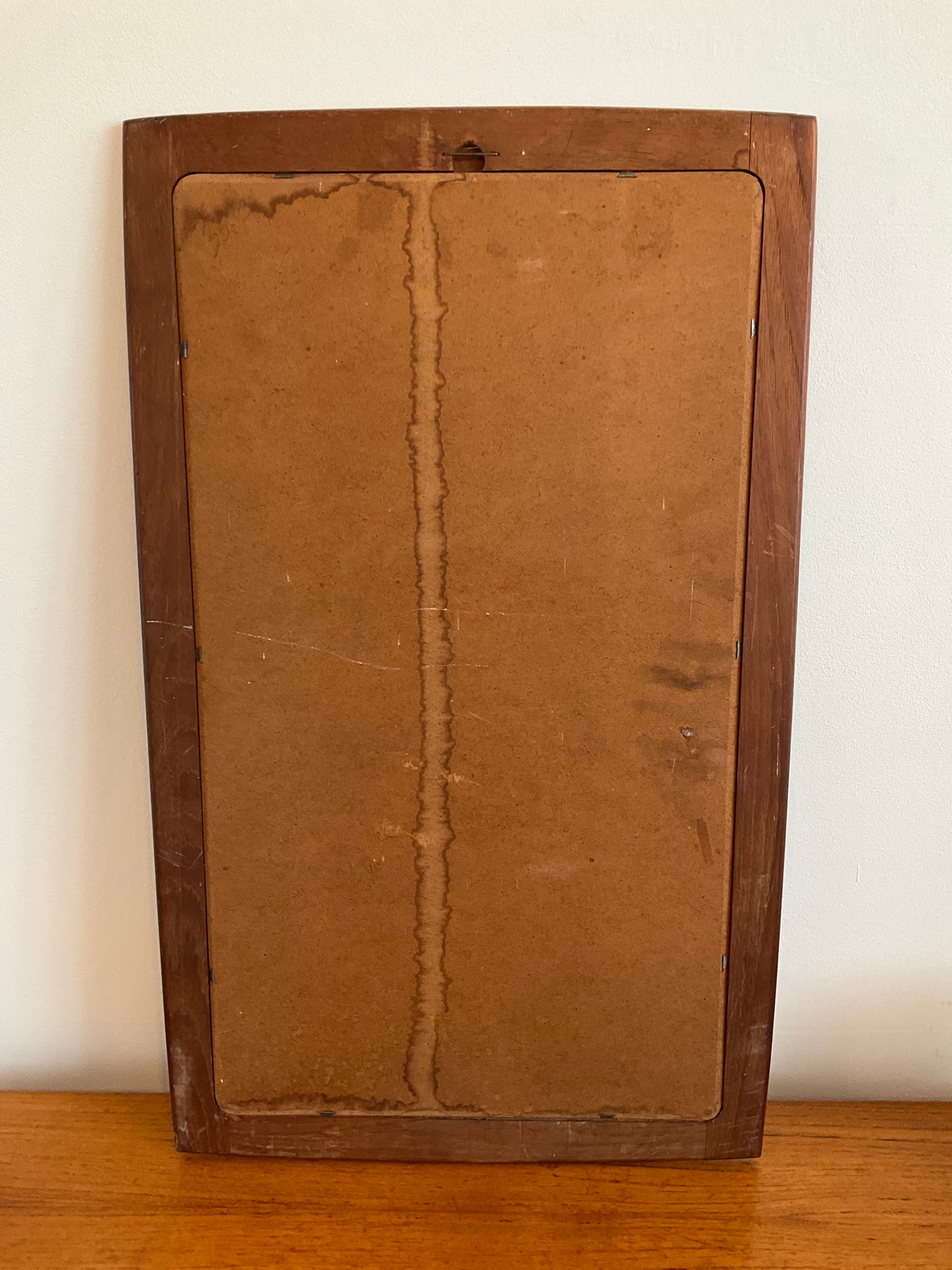 Danish Wall Mirror Vintage Teak Mid Century Scandinavian Rectangular 67cm tall