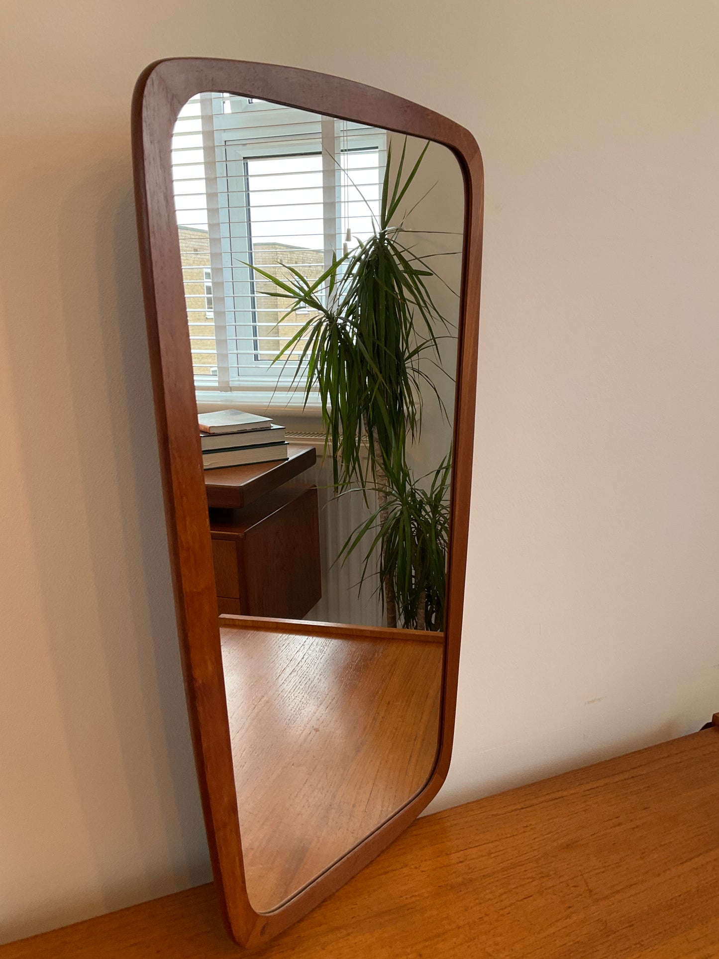 Danish Teak Mid-Century Wall Mirror  –  Scandinavian Style