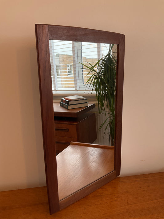 Danish Wall Mirror Vintage Teak Mid Century Scandinavian Rectangular 67cm tall