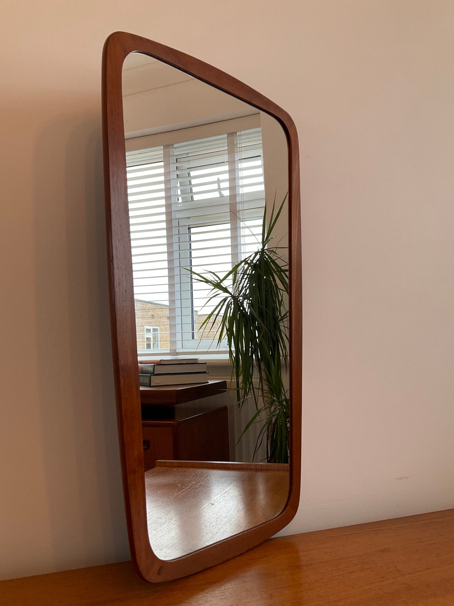 Danish Teak Mid-Century Wall Mirror  –  Scandinavian Style