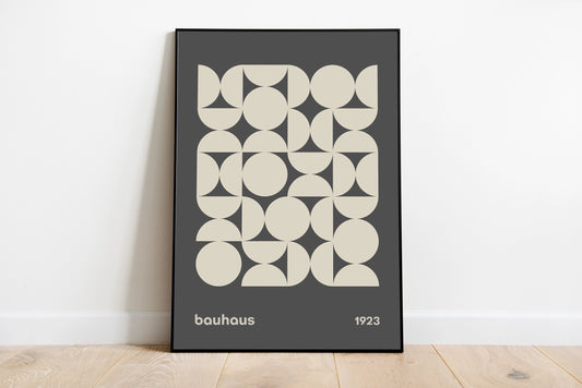 Bauhaus Print Poster - Black & White - Mid-Century Wall Art - A4