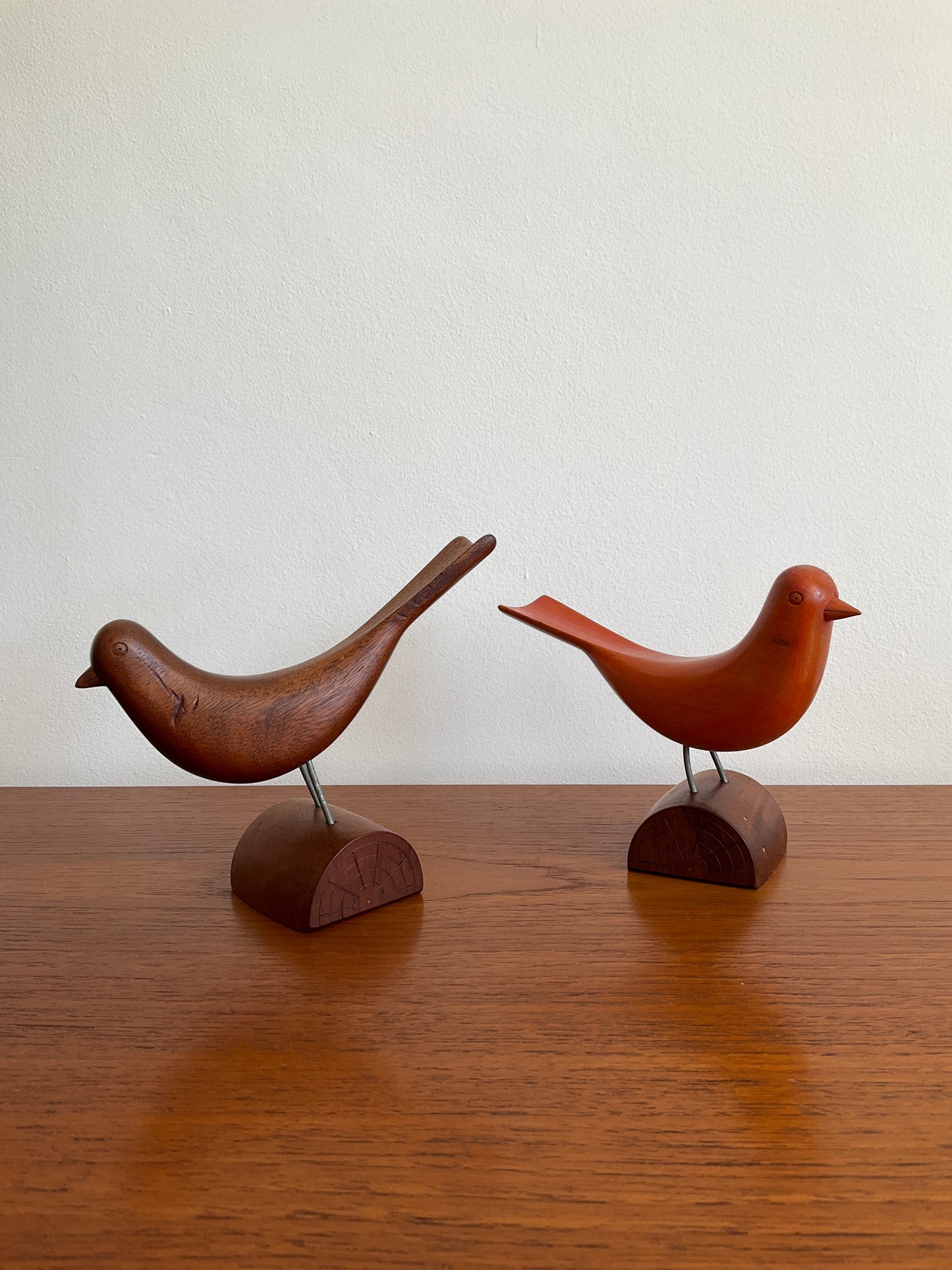 Pr Wooden Birds Danish Mid-Century Vintage Retro Scandi Figurine Ornament