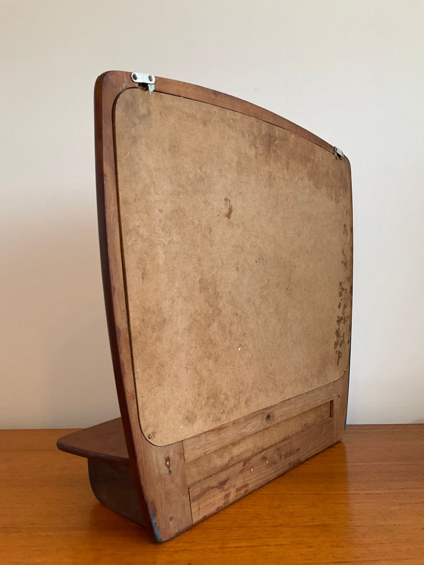Danish Wall Mirror with Shelf & Drawer Teak Vintage – Mid Century Modern Dressing Mirror 52cm