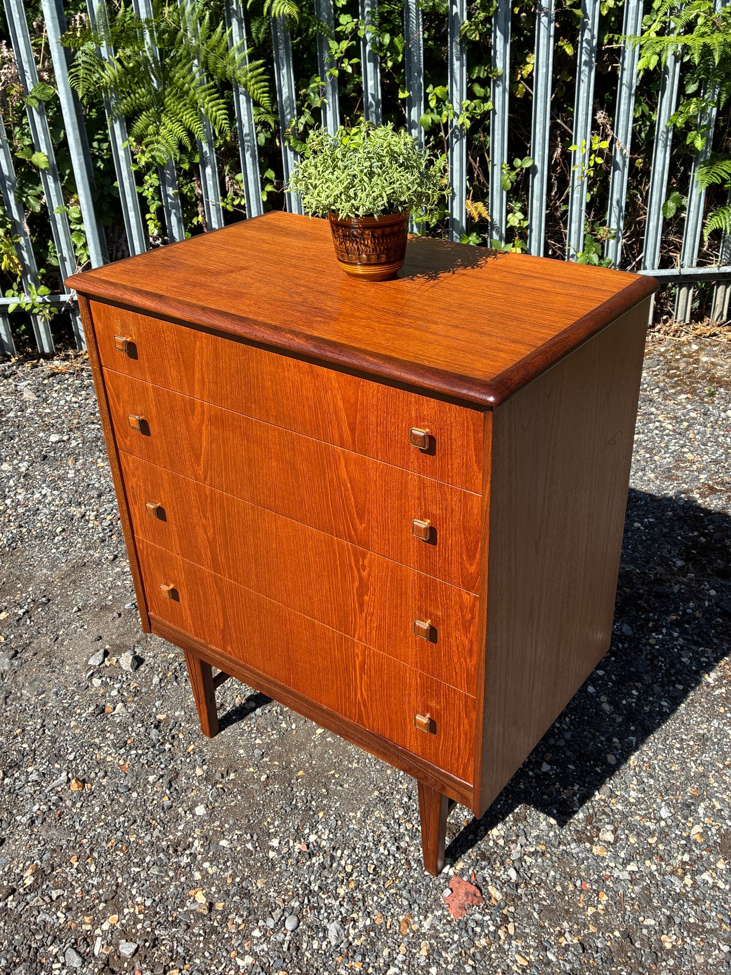 Mid-Century Homeworthy Teak Chest of Drawers | Vintage 4 Drawer Bedroom Storage Cabinet | Danish Style Chest