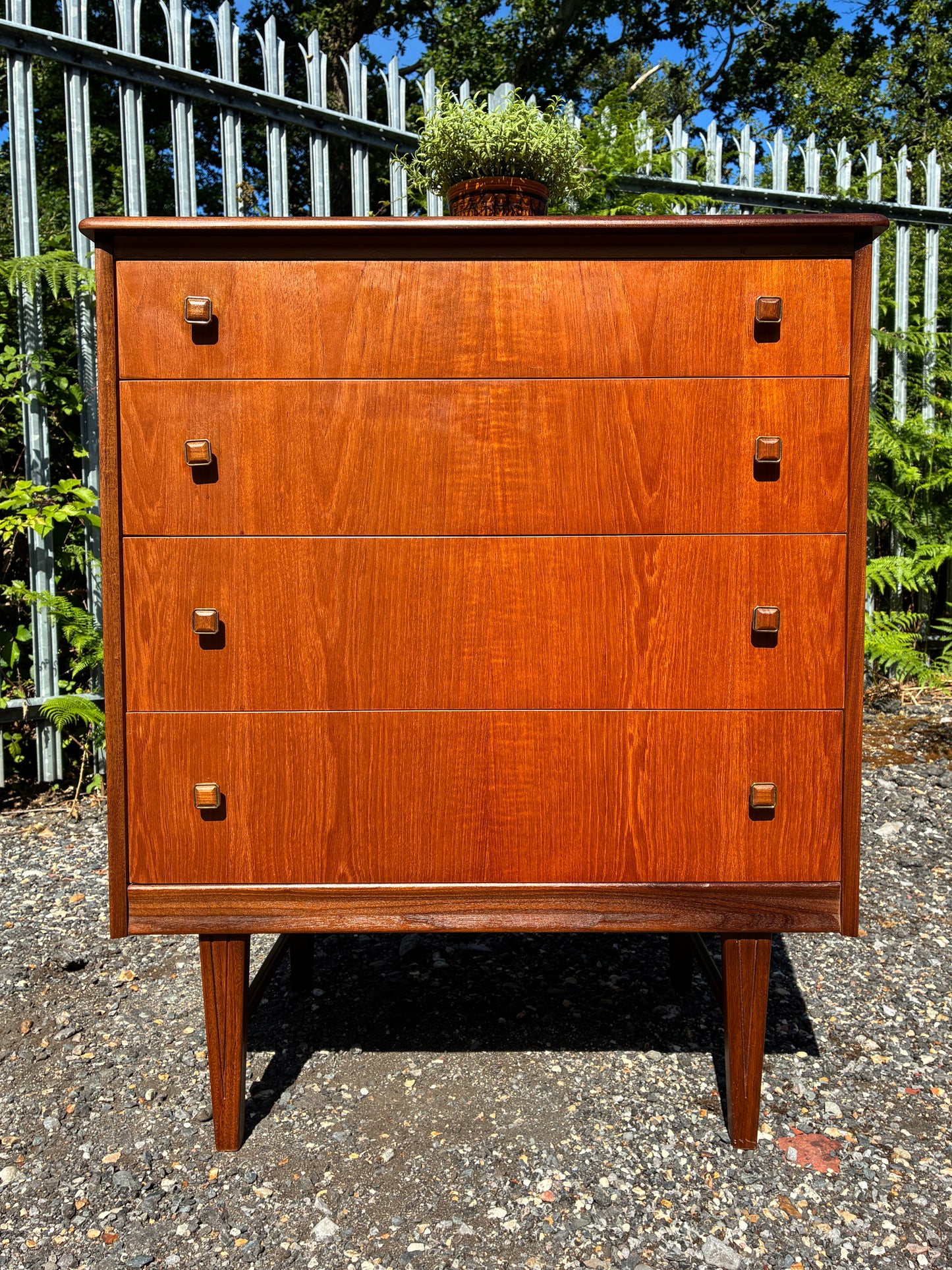 Mid-Century Homeworthy Teak Chest of Drawers | Vintage 4 Drawer Bedroom Storage Cabinet | Danish Style Chest