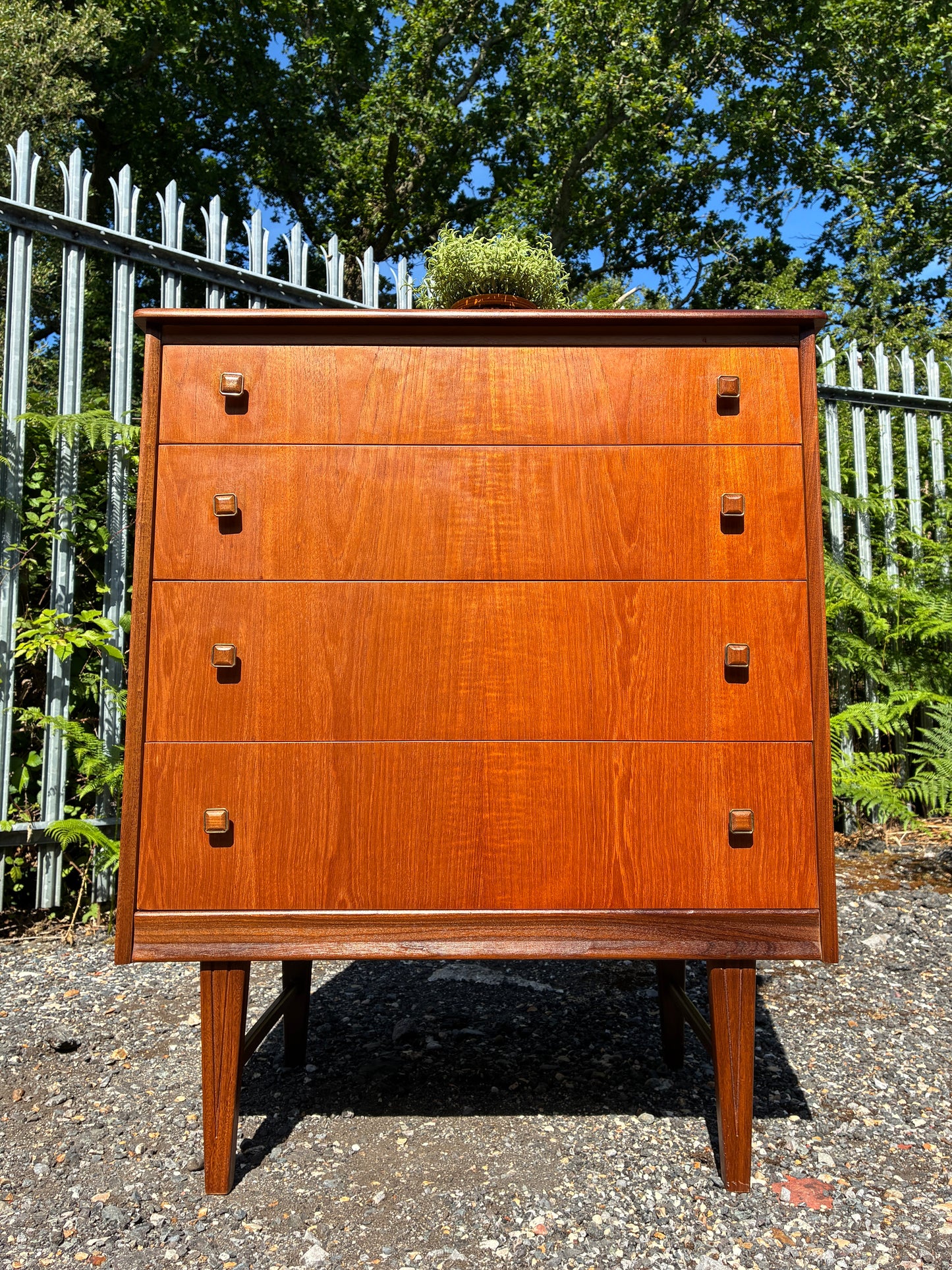 Mid-Century Homeworthy Teak Chest of Drawers | Vintage 4 Drawer Bedroom Storage Cabinet | Danish Style Chest
