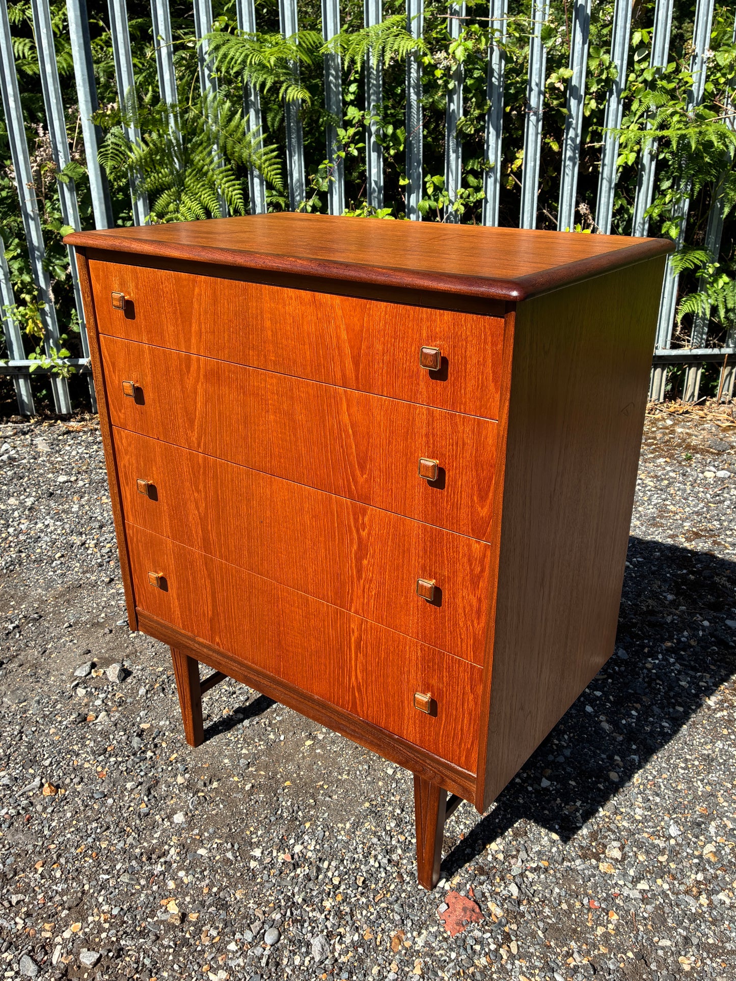 Mid-Century Homeworthy Teak Chest of Drawers | Vintage 4 Drawer Bedroom Storage Cabinet | Danish Style Chest