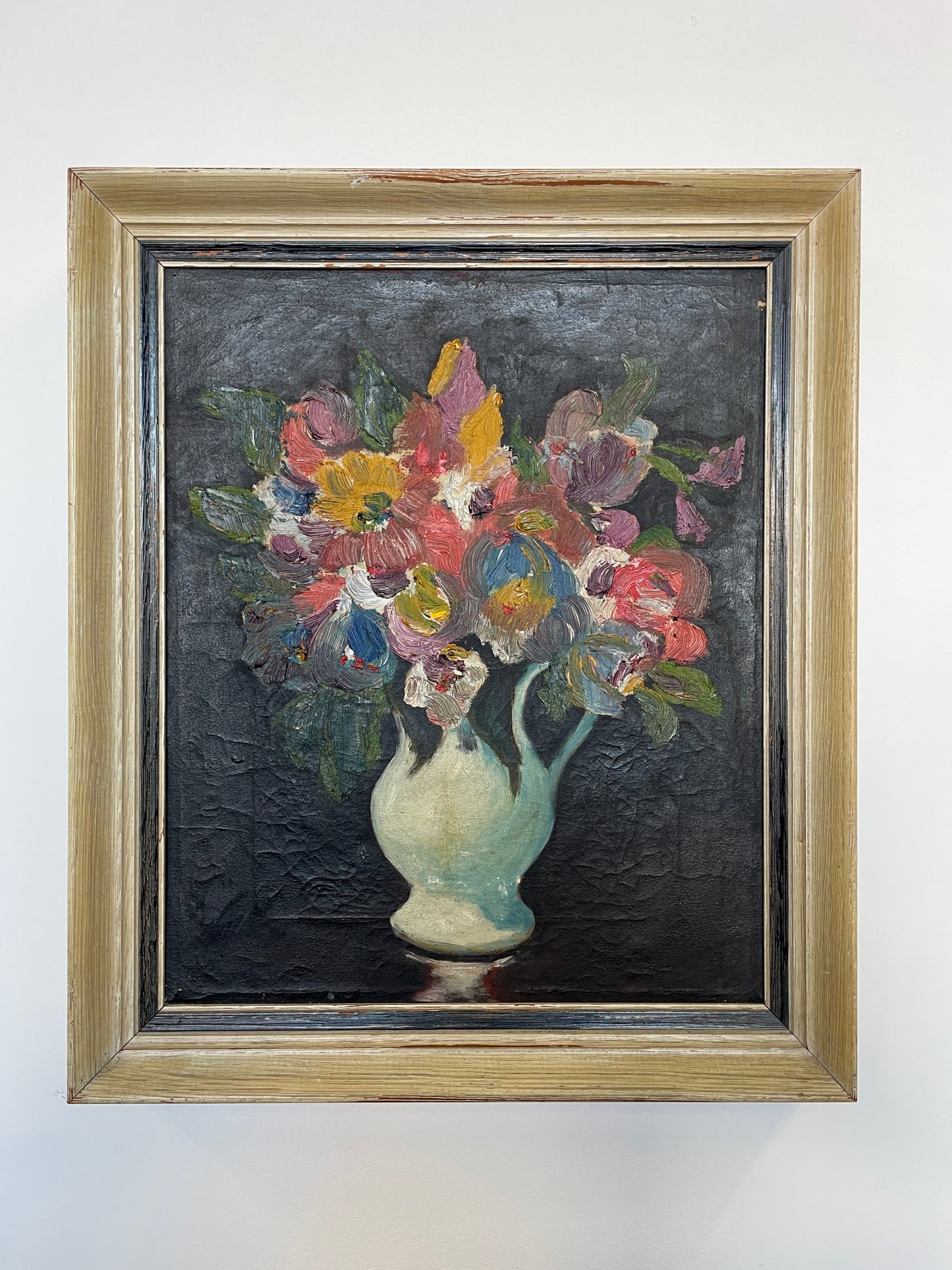 Vintage Danish Floral Still Life Oil Painting – Framed Mid-Century Art