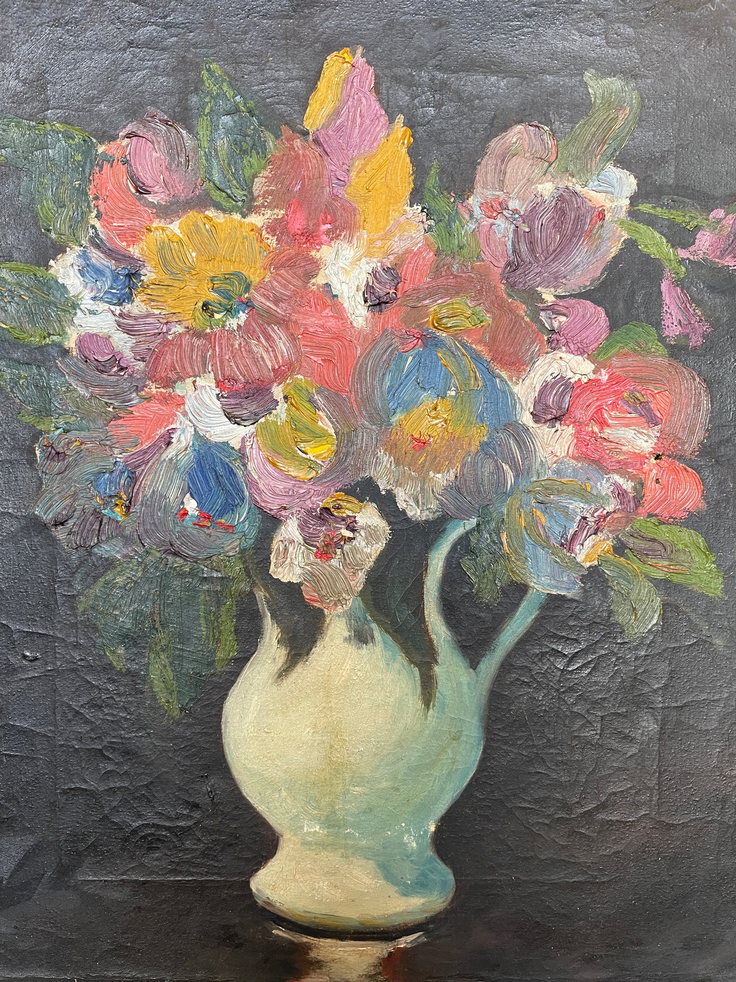 Vintage Danish Floral Still Life Oil Painting – Framed Mid-Century Art
