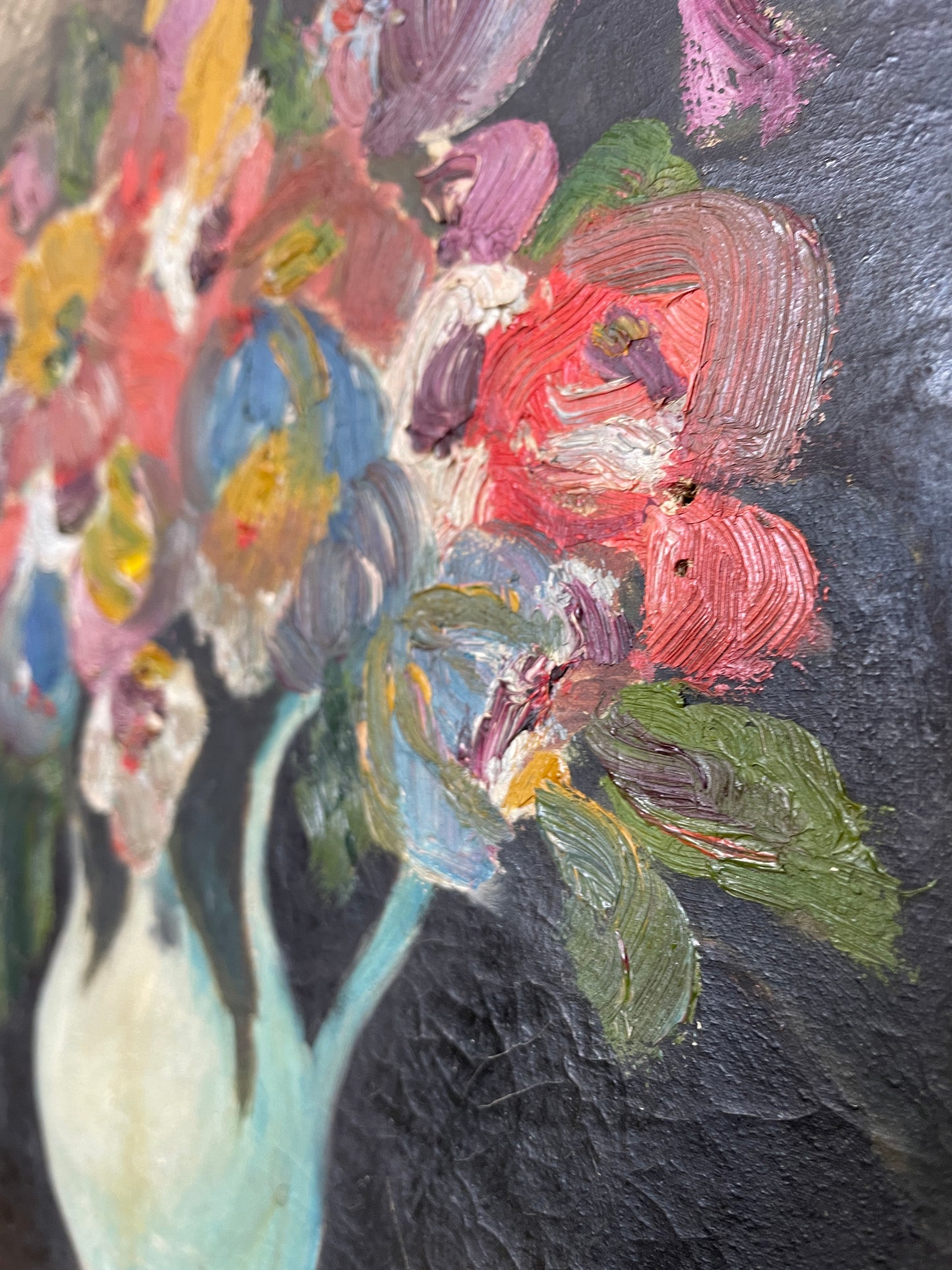 Vintage Danish Floral Still Life Oil Painting – Framed Mid-Century Art