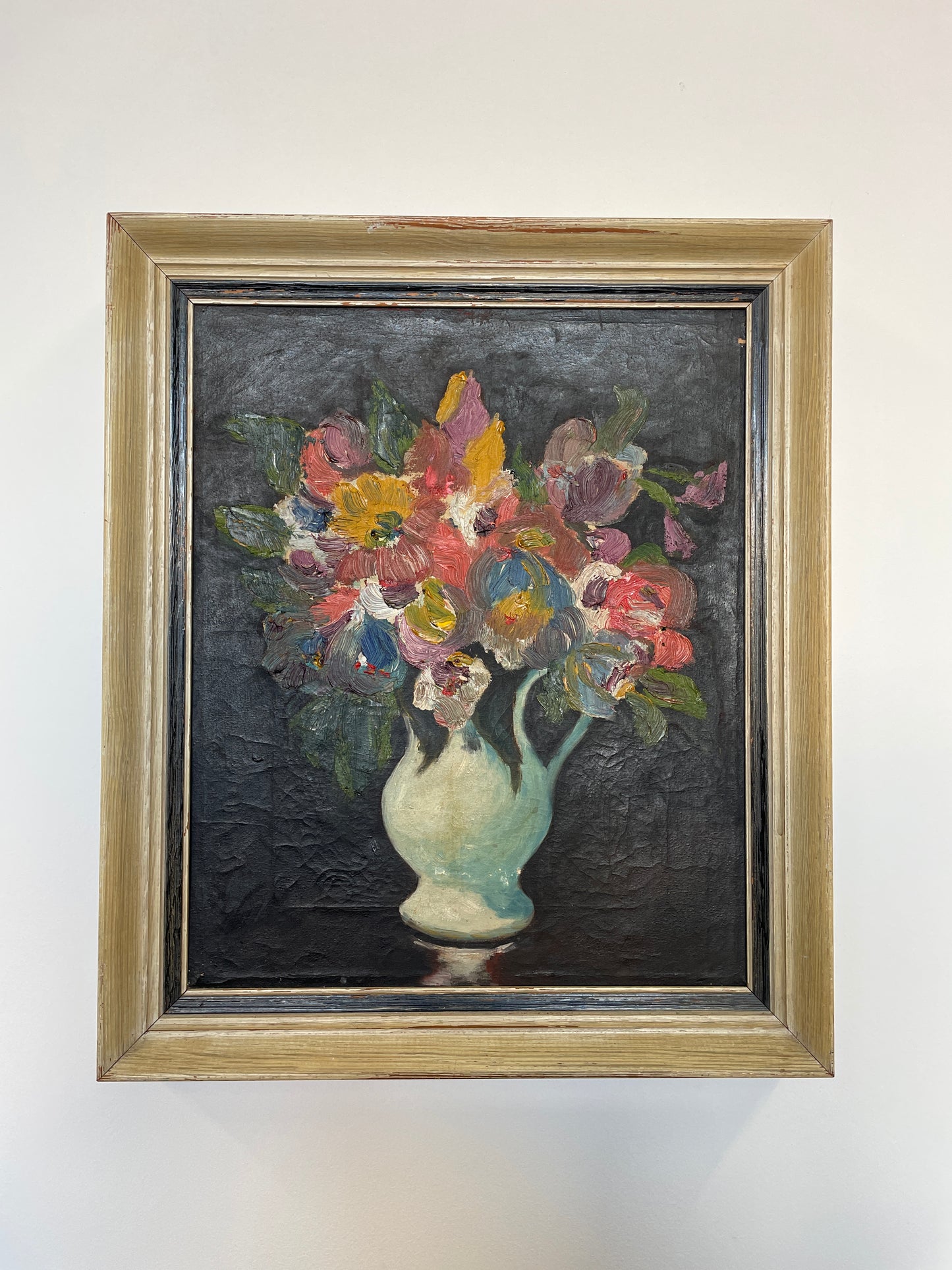 Vintage Danish Floral Still Life Oil Painting – Framed Mid-Century Art