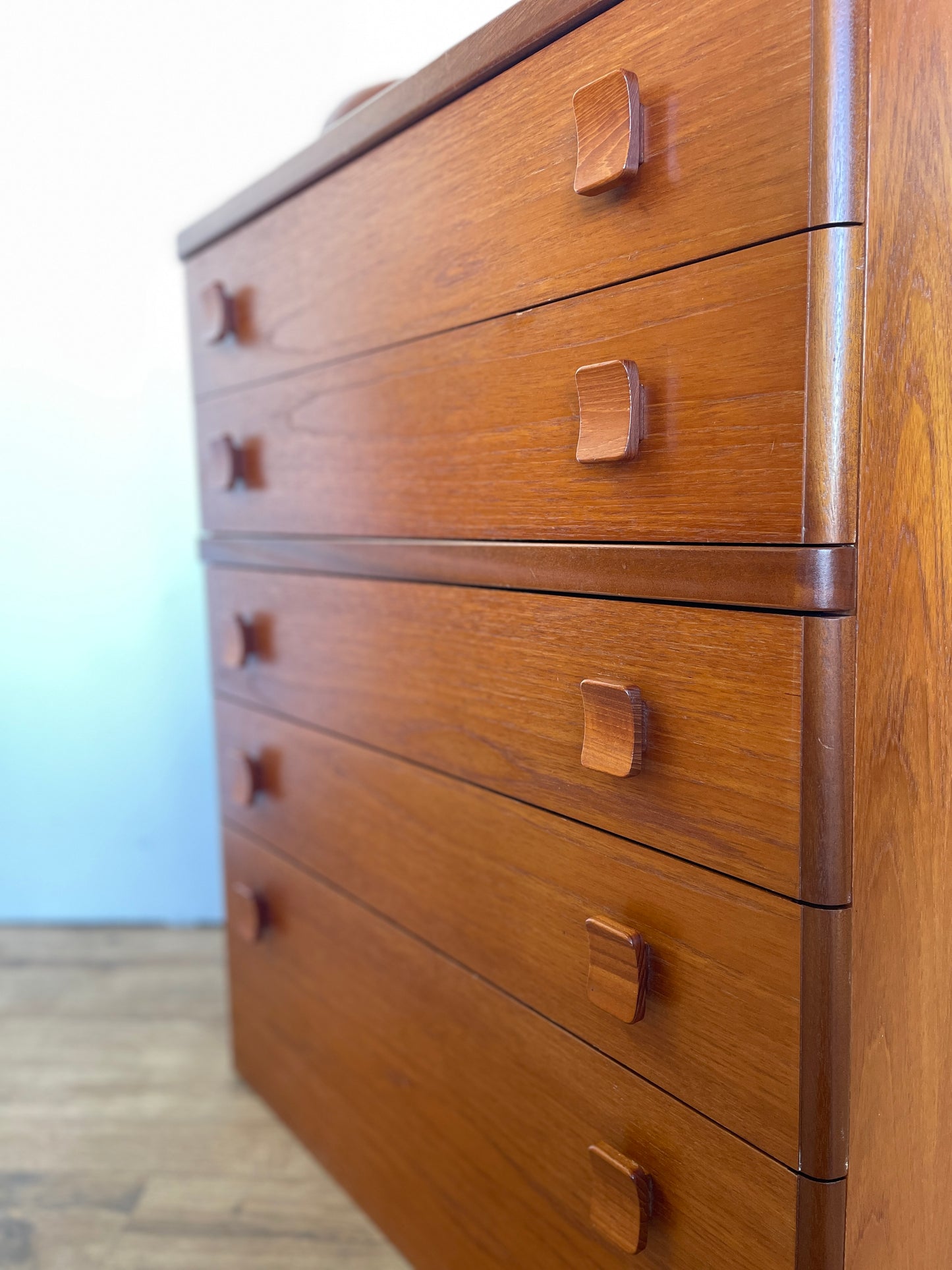 Tall Stag Teak Mid-Century Chest of Drawers