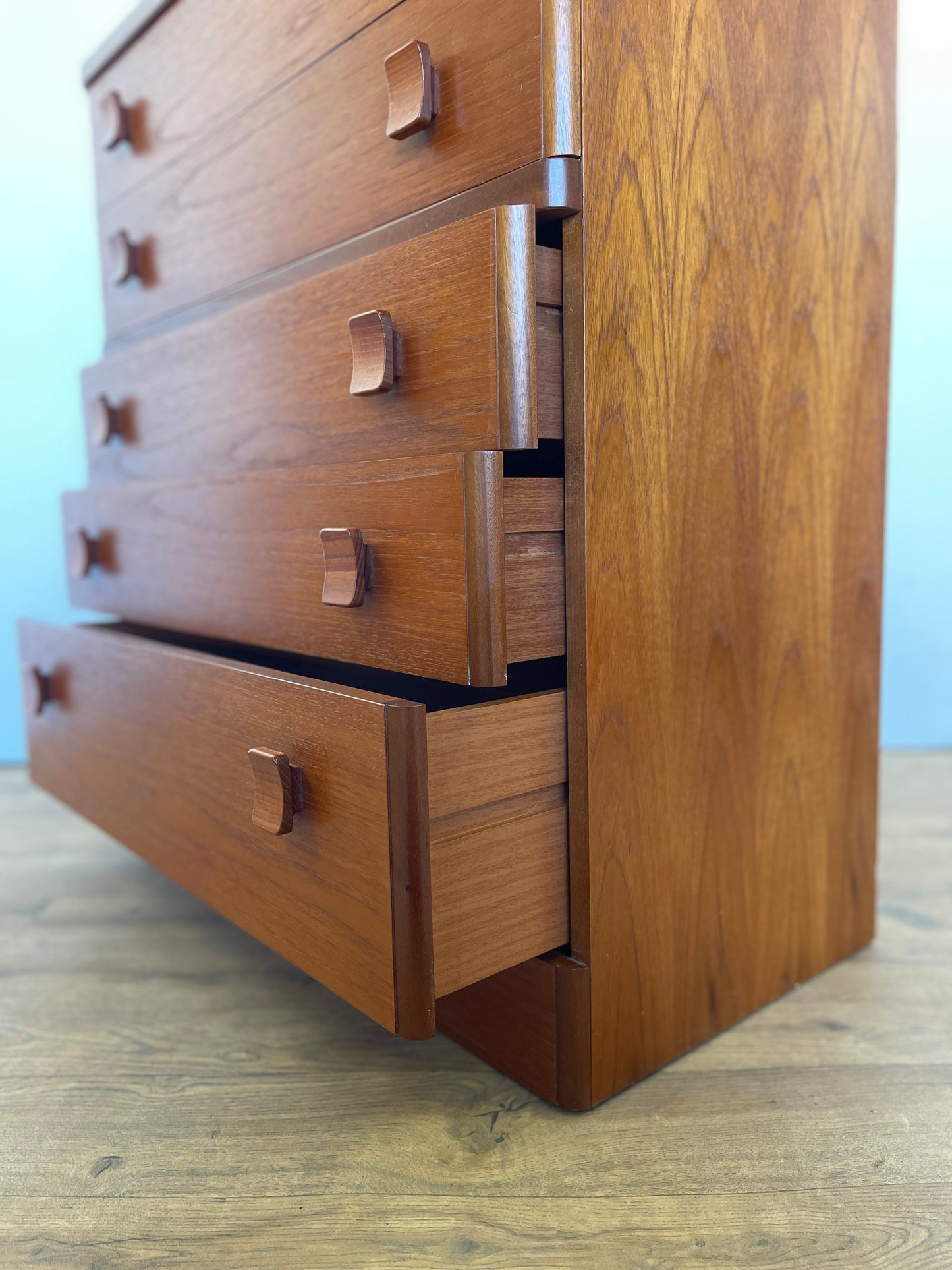 Tall Stag Teak Mid-Century Chest of Drawers